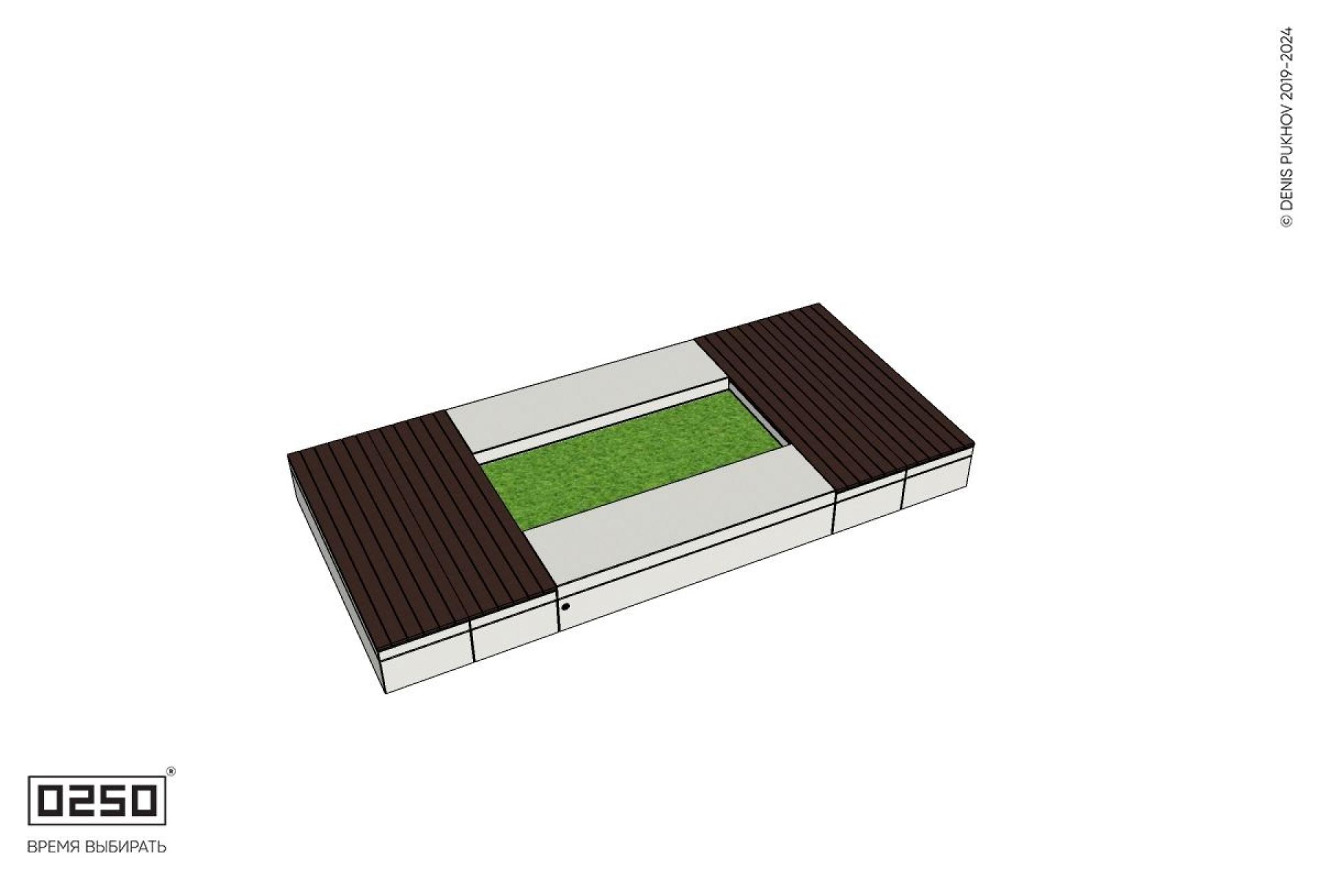 Уличная Четырехугольная скамейка цветник с двухрядной шириной и комбинированным настилом производство 0250