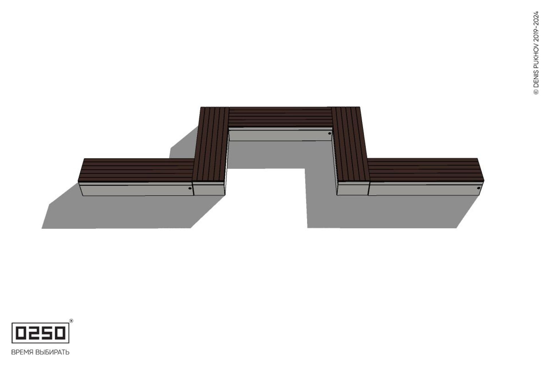 Уличная U-образная прямоугольная  скамейка на блоке производство 0250
