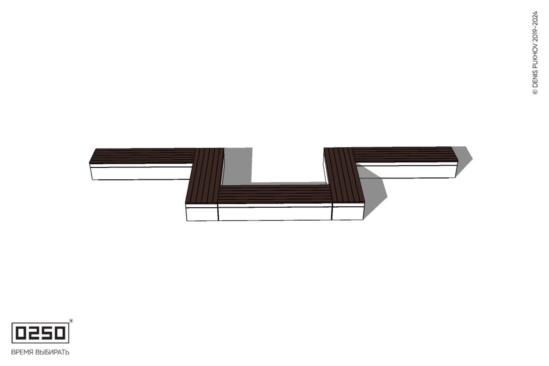 Уличная U-образная прямоугольная  скамейка на блоке производство 0250