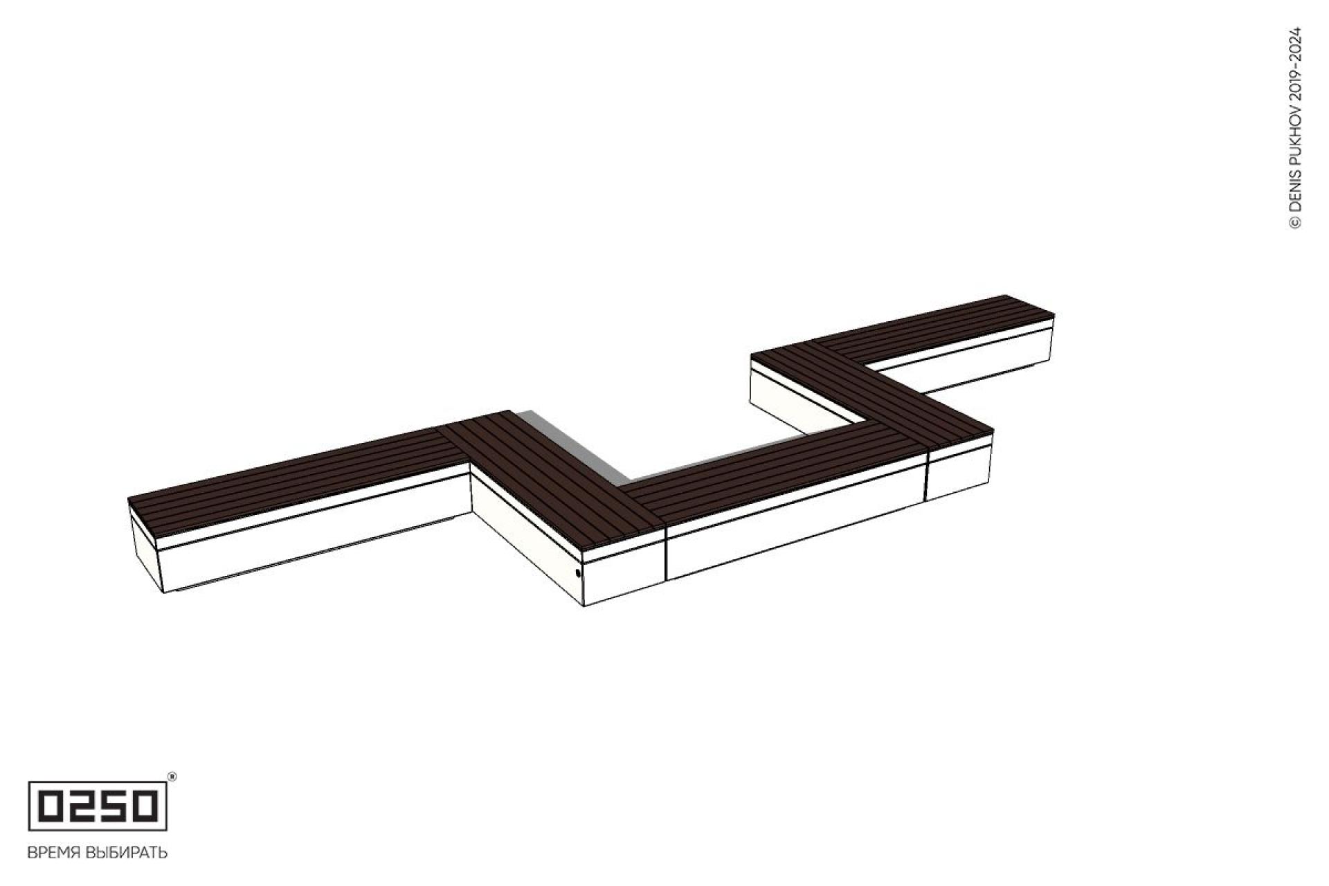 Уличная U-образная прямоугольная  скамейка на блоке производство 0250
