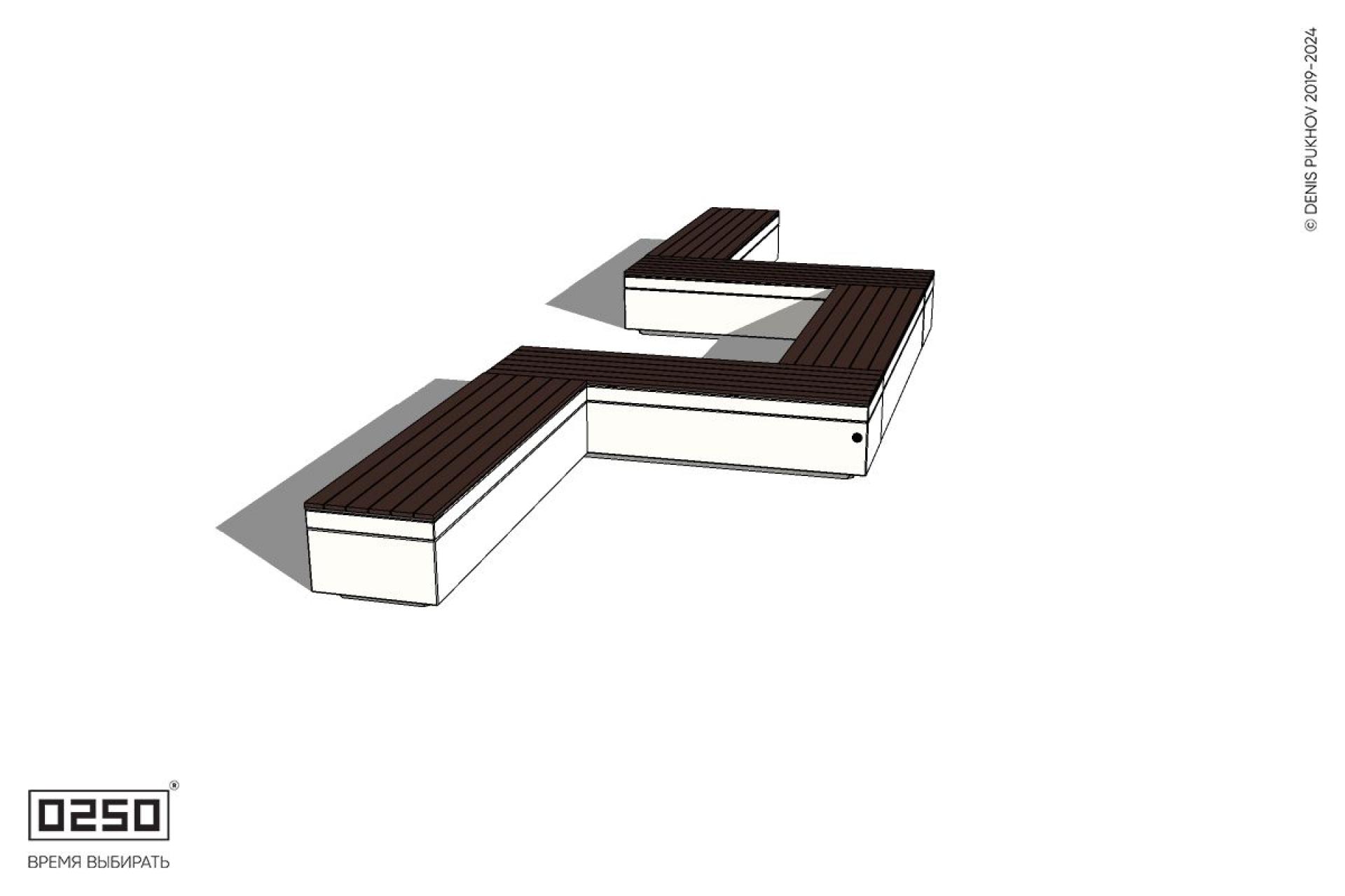 Уличная U-образная прямоугольная  скамейка на блоке производство 0250