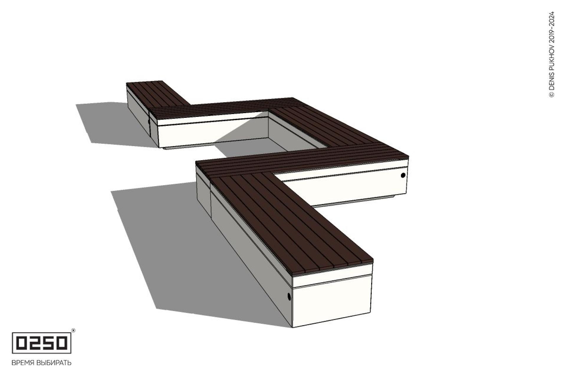Уличная U-образная прямоугольная  скамейка на блоке производство 0250
