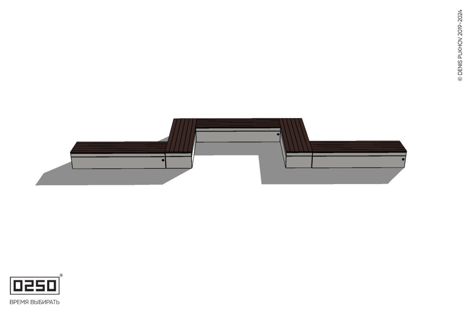 Уличная U-образная прямоугольная  скамейка на блоке производство 0250