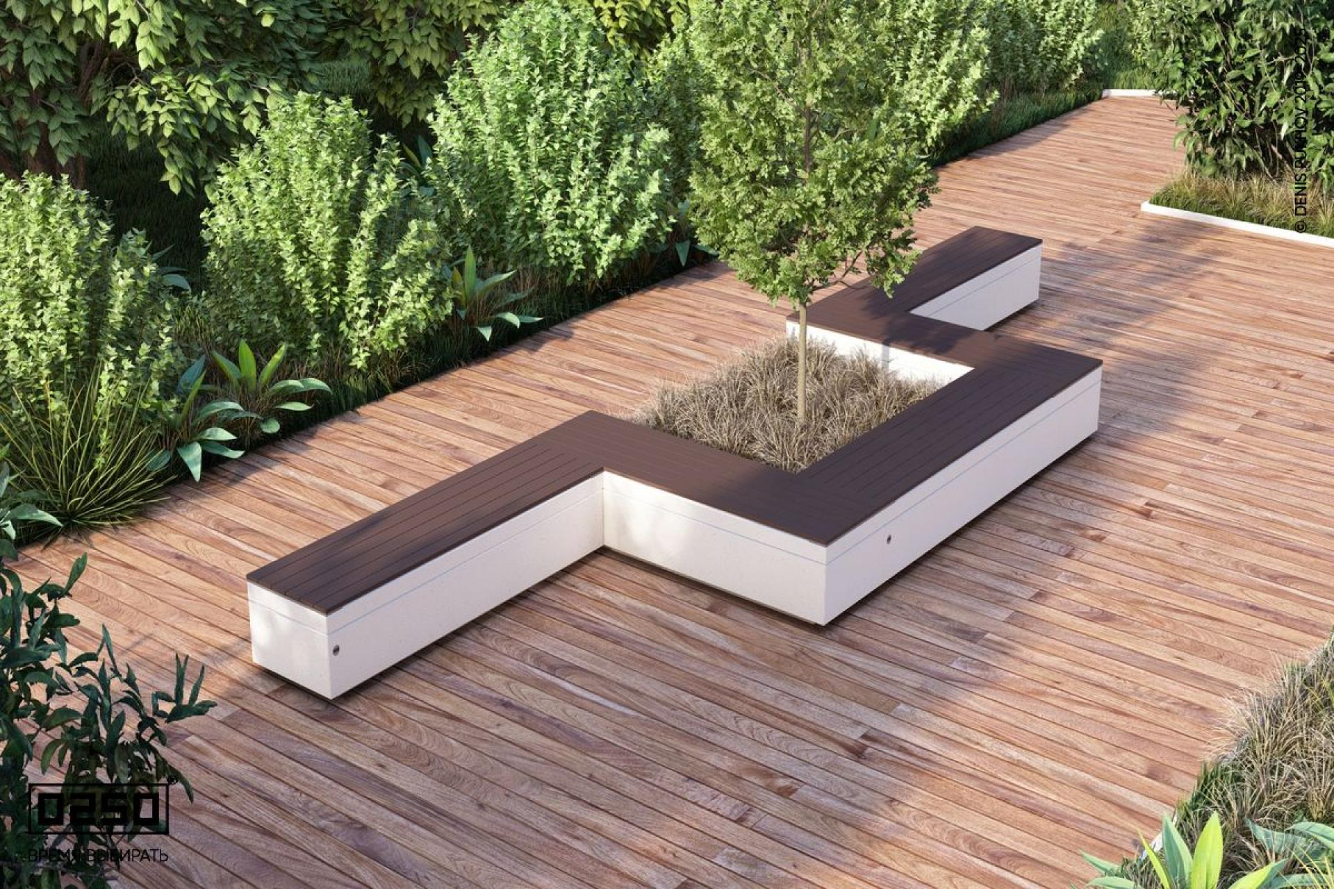 Уличная U-образная прямоугольная  скамейка на блоке производство 0250, module