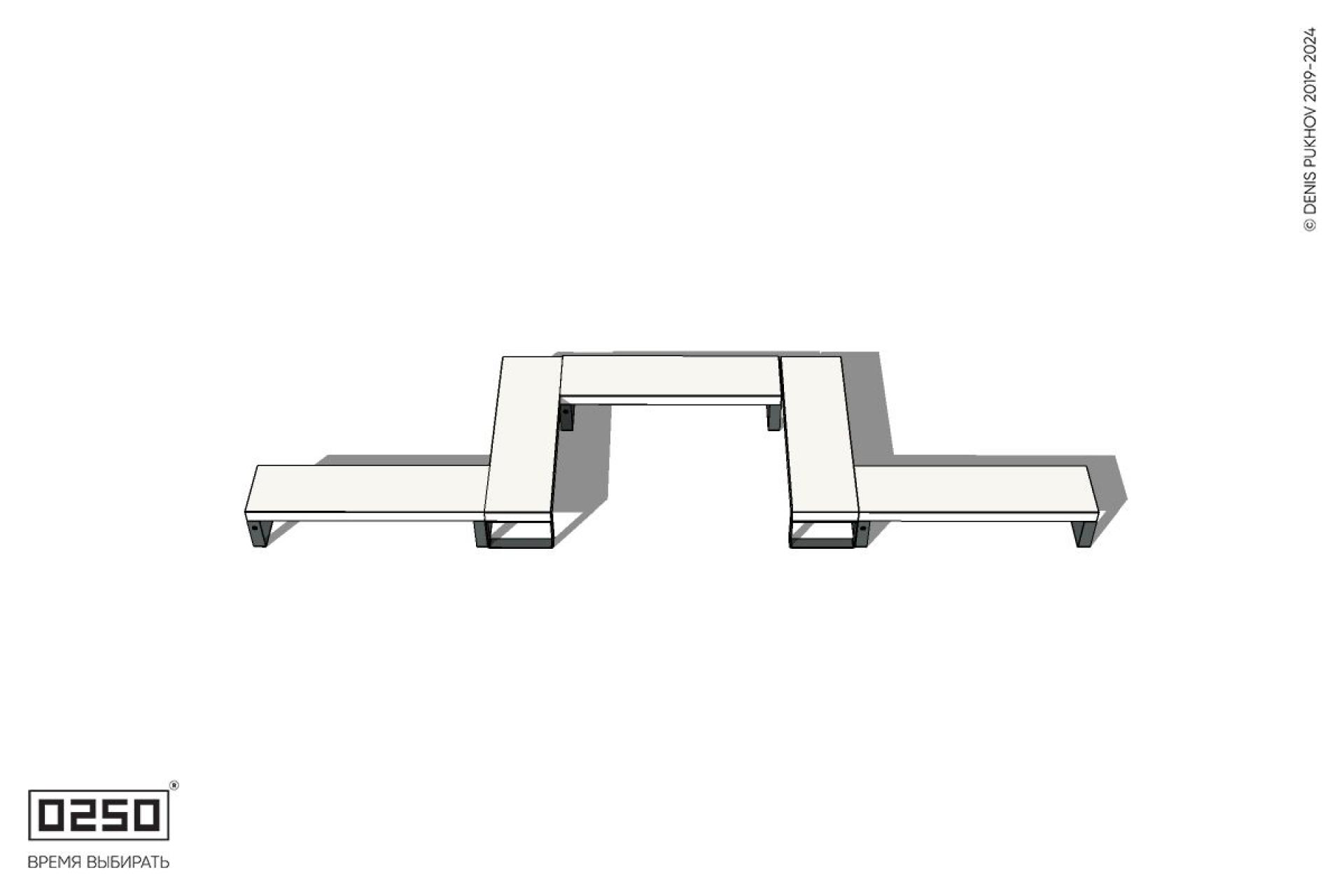 Уличная Бетонная U-образная прямоугольная скамейка на ножках производство 0250