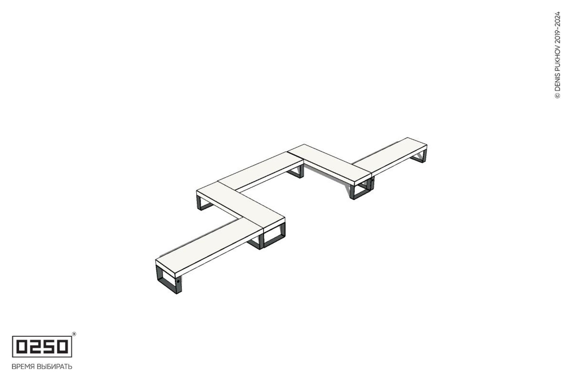 Уличная Бетонная U-образная прямоугольная скамейка на ножках производство 0250