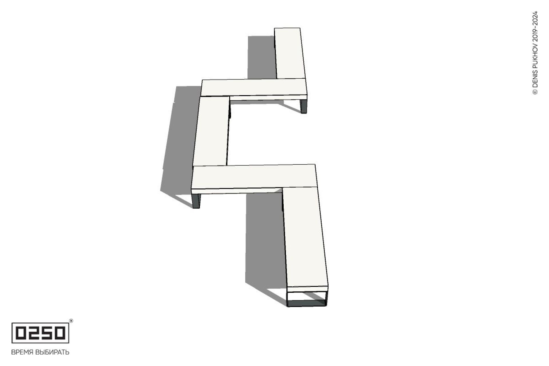 Уличная Бетонная U-образная прямоугольная скамейка на ножках производство 0250