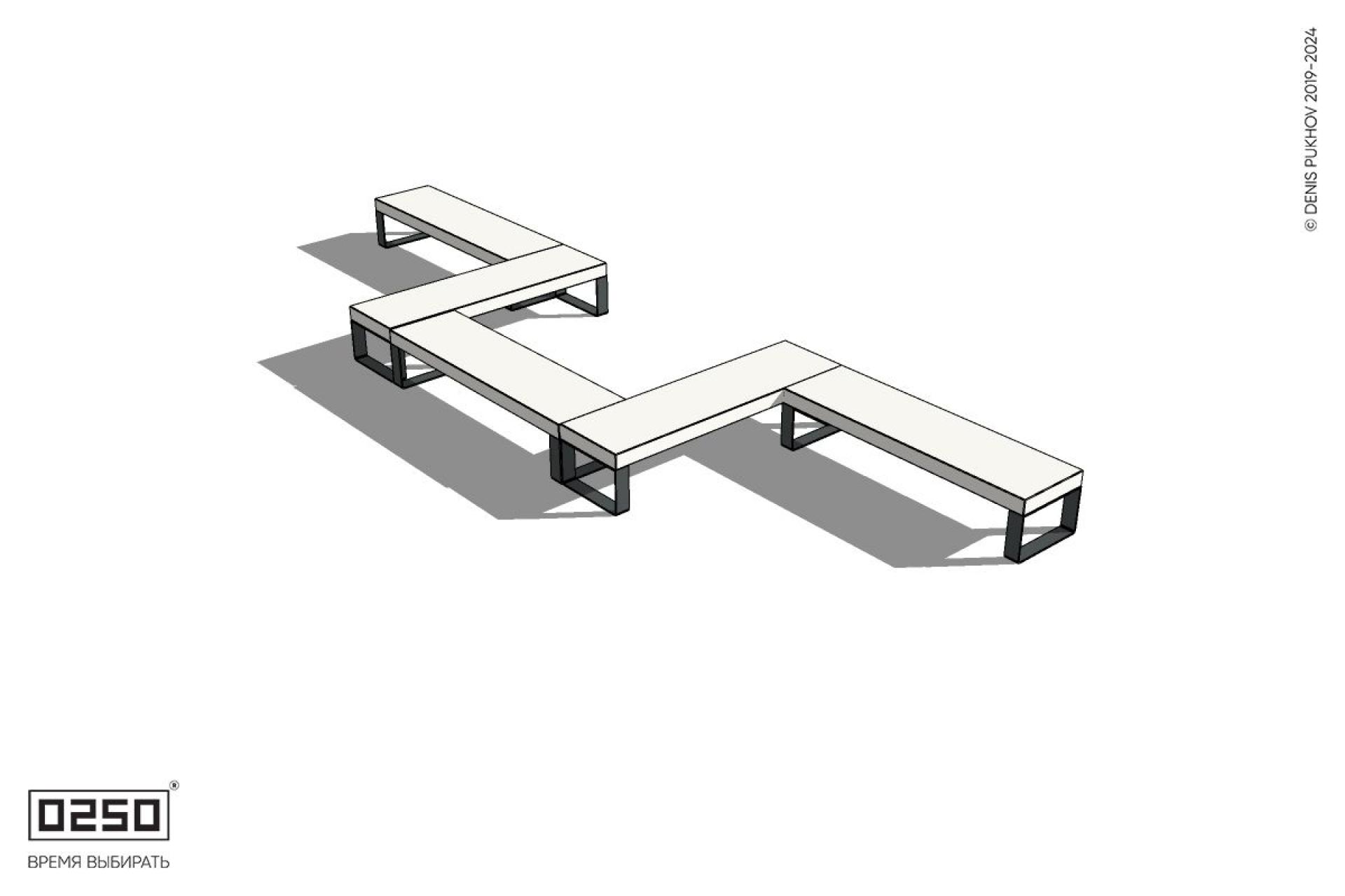 Уличная Бетонная U-образная прямоугольная скамейка на ножках производство 0250