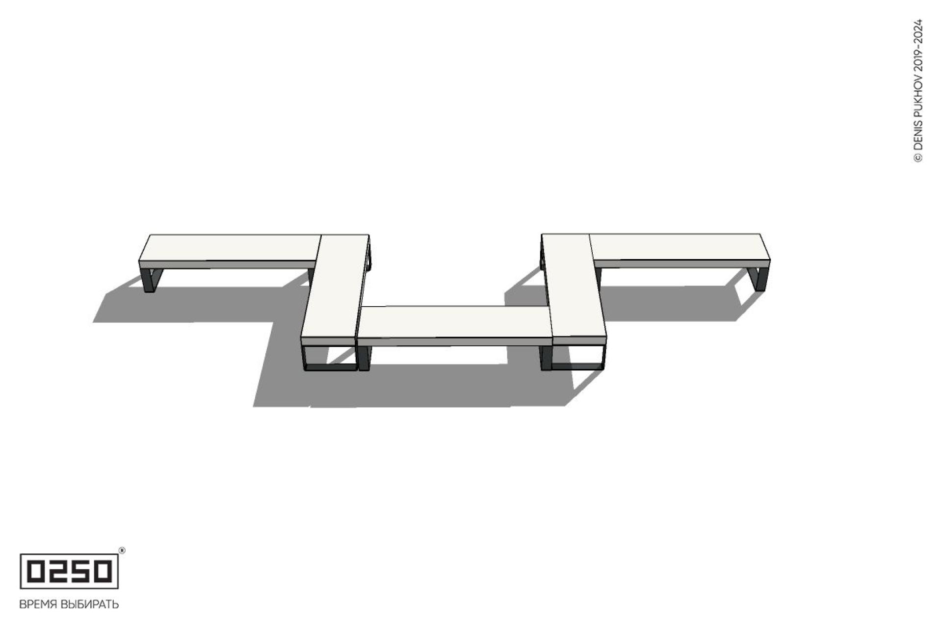 Уличная Бетонная U-образная прямоугольная скамейка на ножках производство 0250