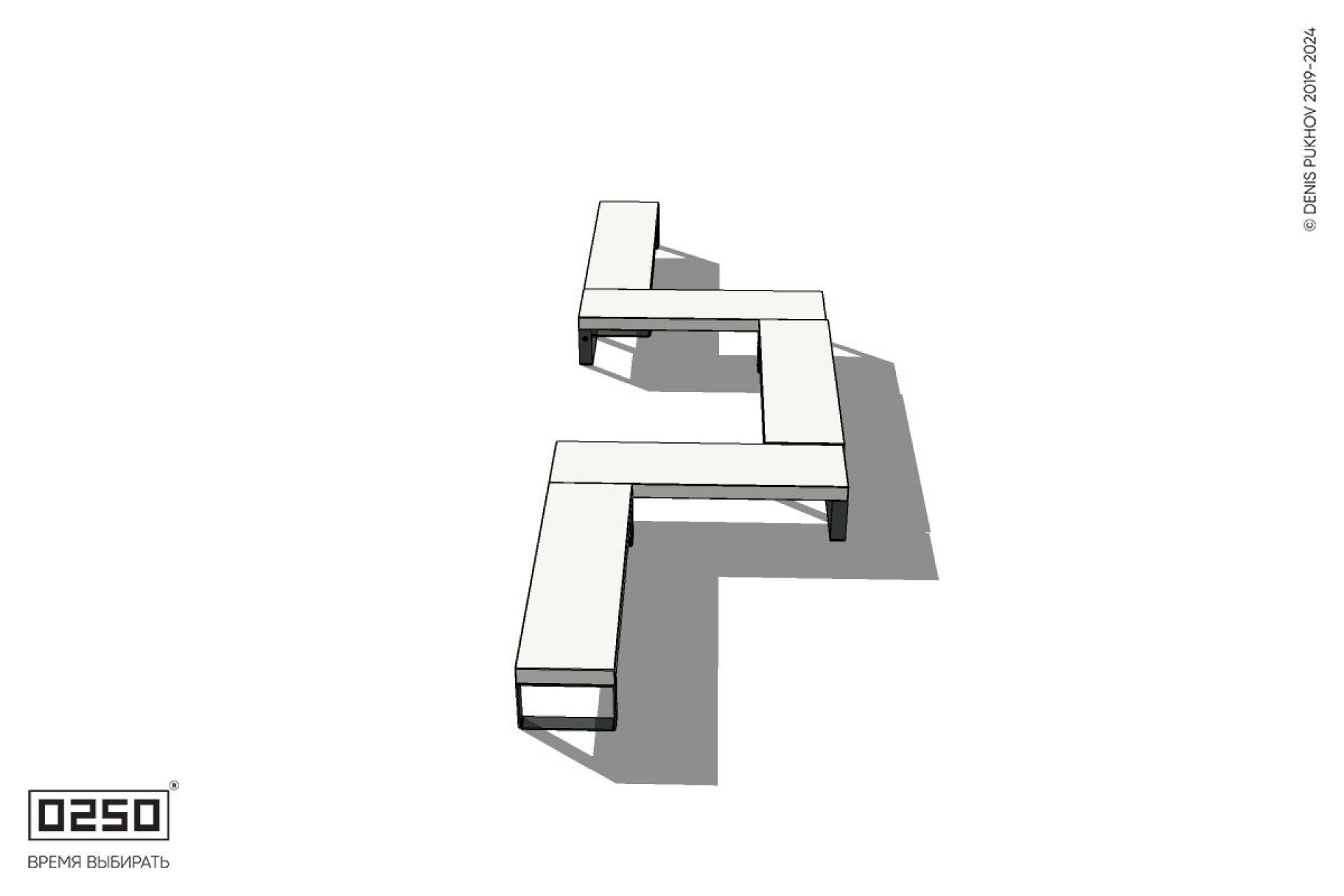 Уличная Бетонная U-образная прямоугольная скамейка на ножках производство 0250