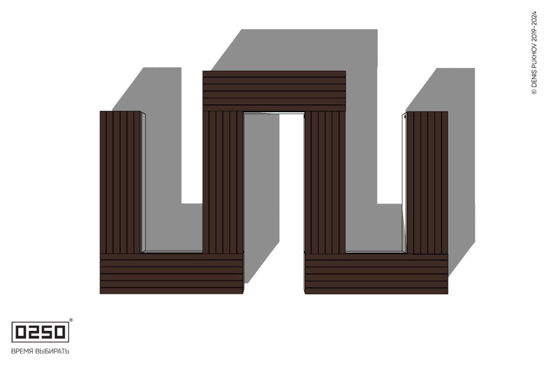 Уличная W-образная прямоугольная широкая скамейка на блоке производство 0250, module