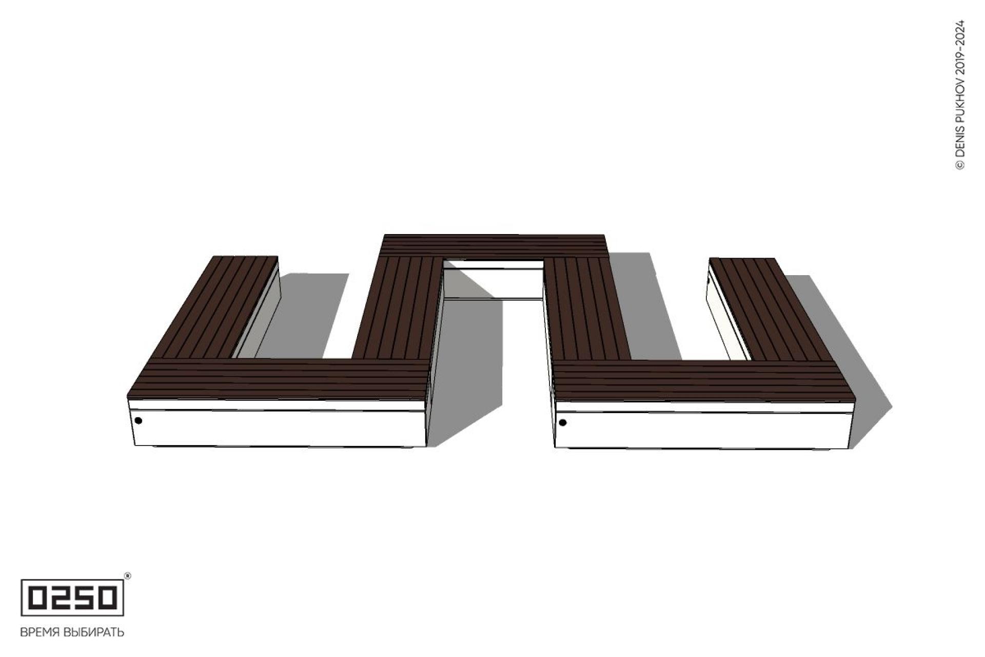 Уличная W-образная прямоугольная широкая скамейка на блоке производство 0250