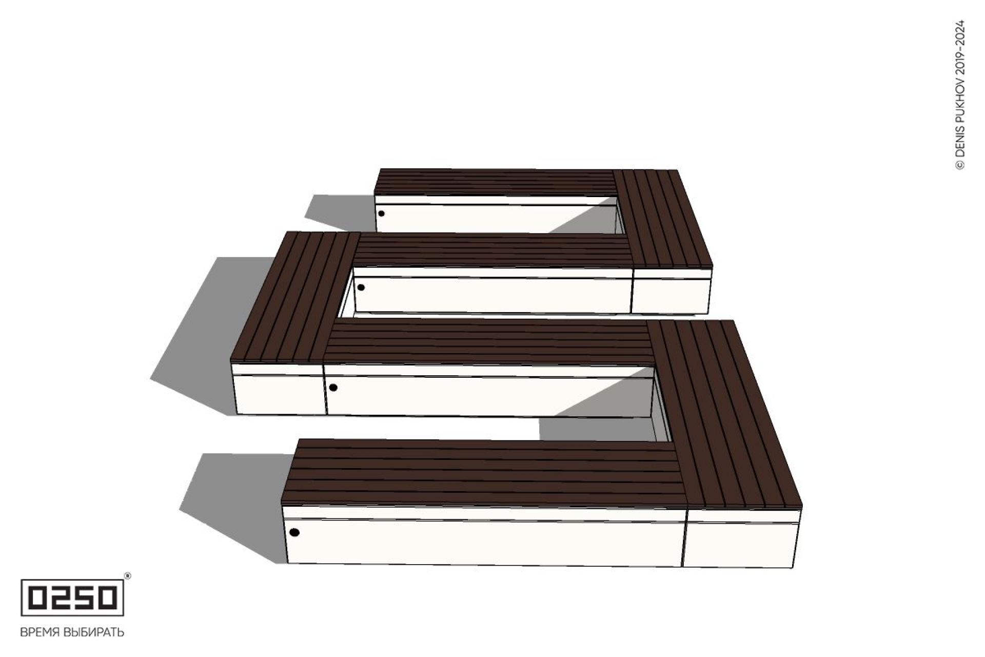 Уличная W-образная прямоугольная широкая скамейка на блоке производство 0250