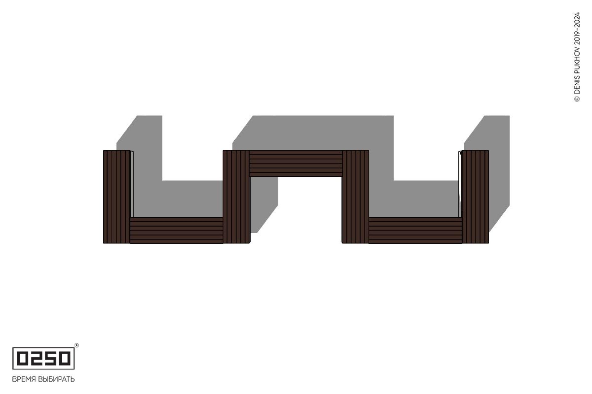 Уличная W-образная прямоугольная скамейка на блоке производство 0250, module