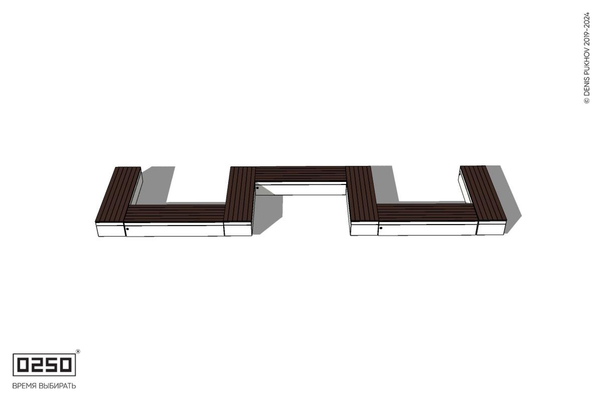 Уличная W-образная прямоугольная скамейка на блоке производство 0250
