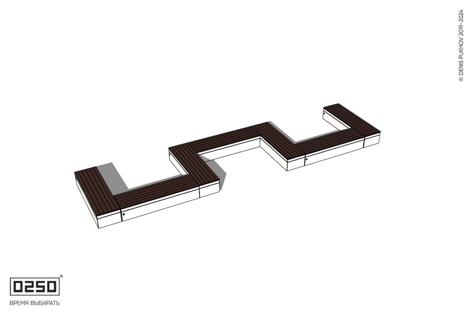 Уличная W-образная прямоугольная скамейка на блоке производство 0250