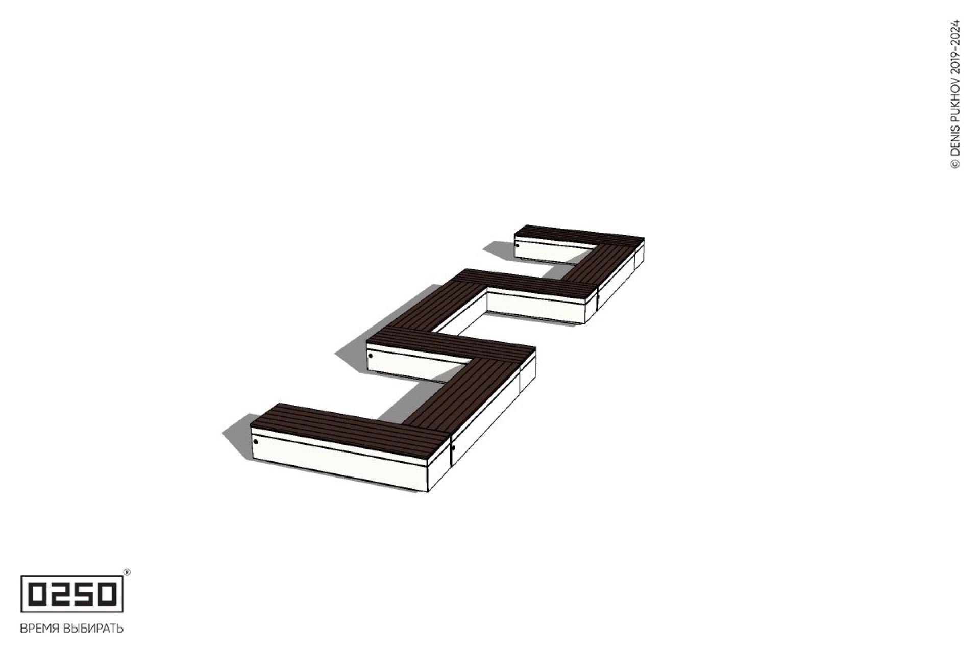 Уличная W-образная прямоугольная скамейка на блоке производство 0250