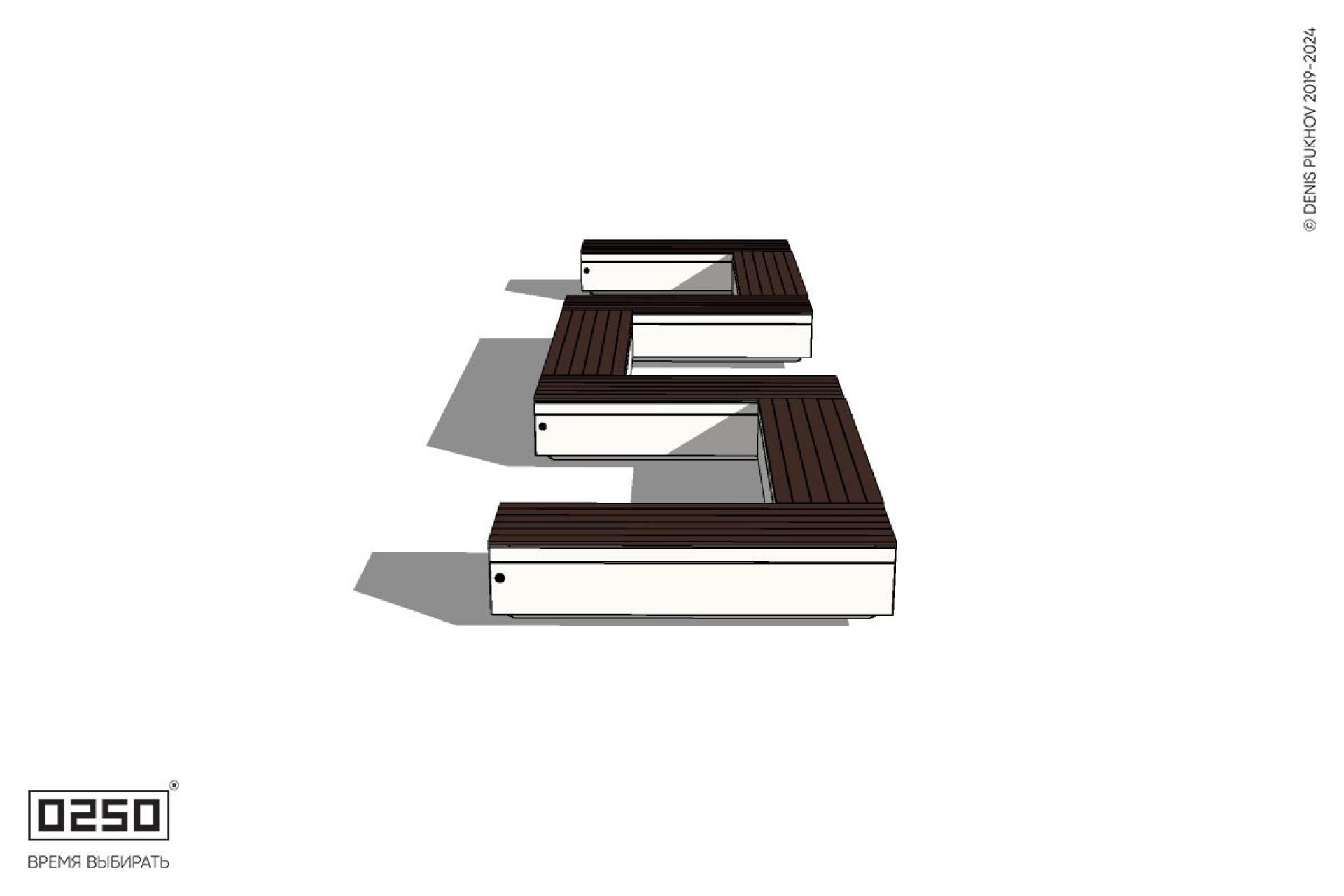 Уличная W-образная прямоугольная скамейка на блоке производство 0250