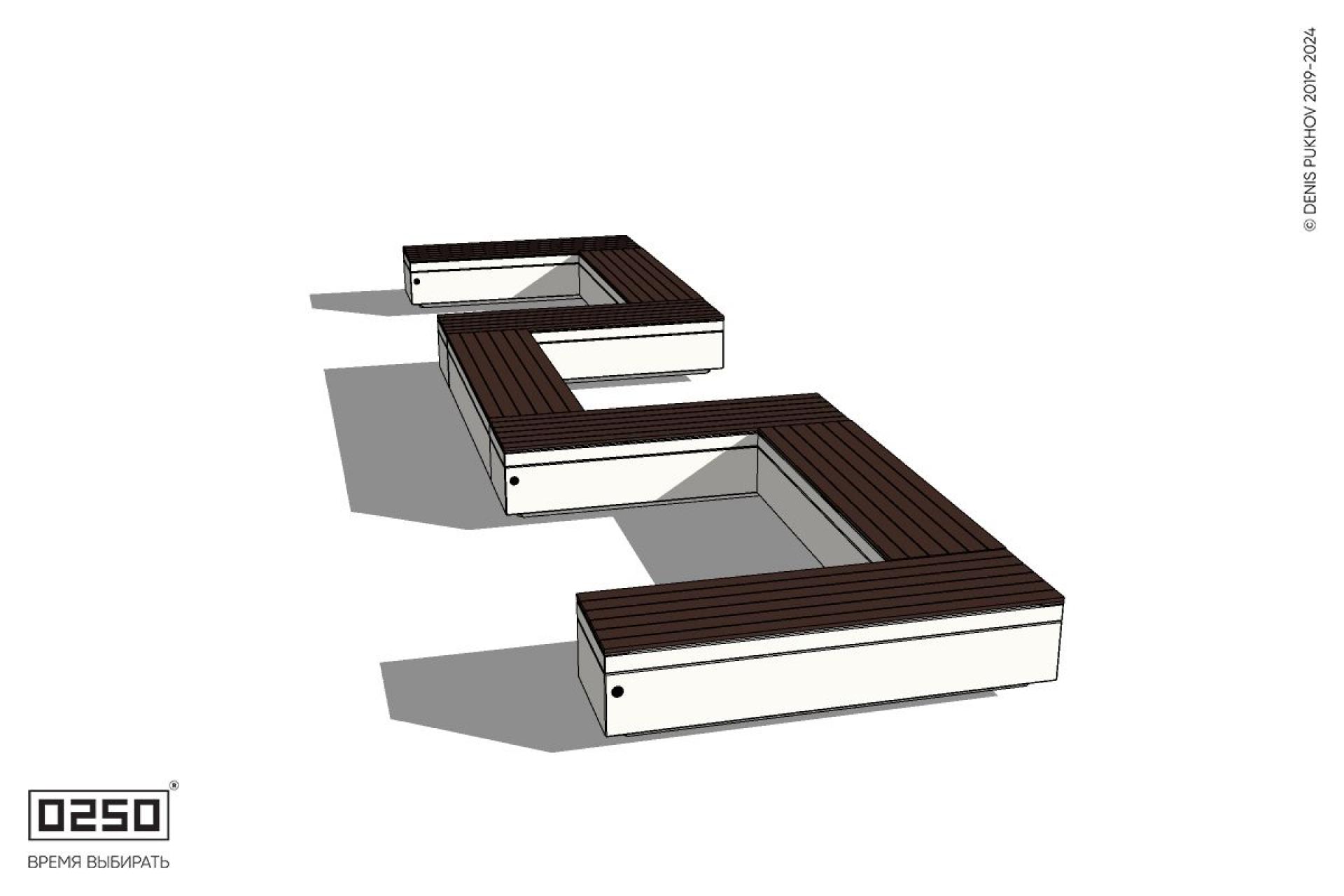 Уличная W-образная прямоугольная скамейка на блоке производство 0250