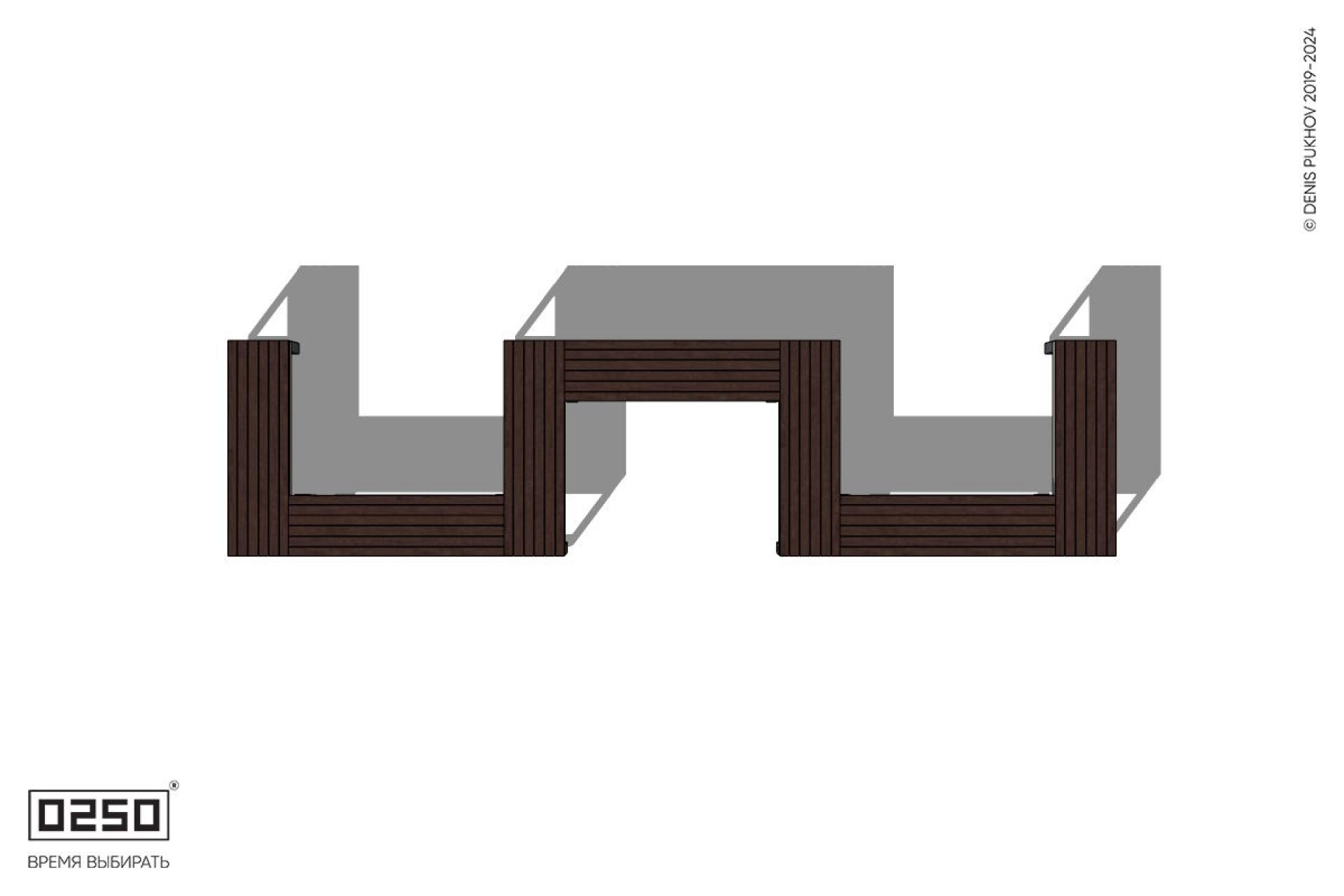 W-образная прямоугольная скамейка на ножках Уличная W-образная прямоугольная скамейка на ножках производство 0250, module