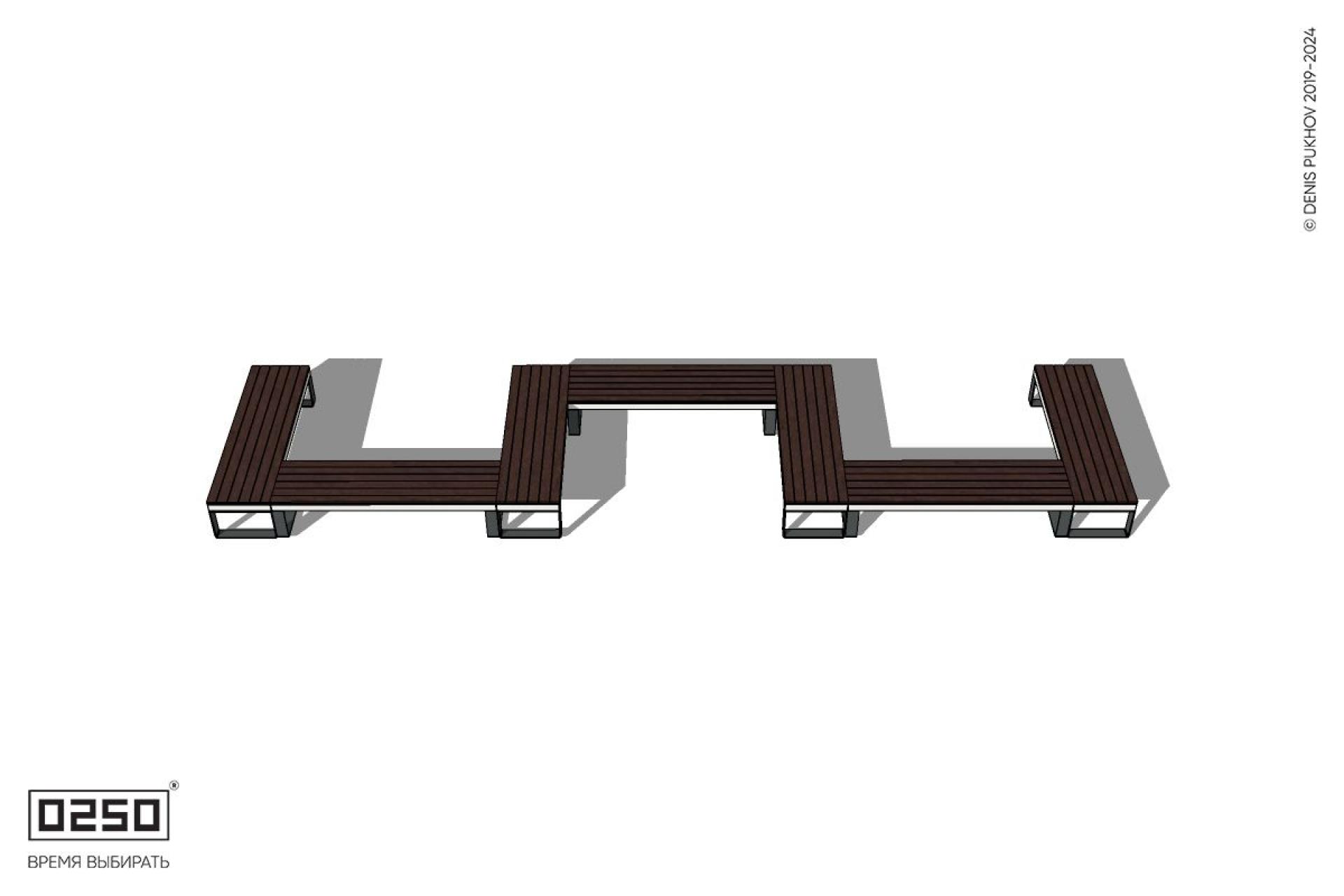 Уличная W-образная прямоугольная скамейка на ножках производство 0250 Уличная W-образная прямоугольная скамейка на ножках производство 0250