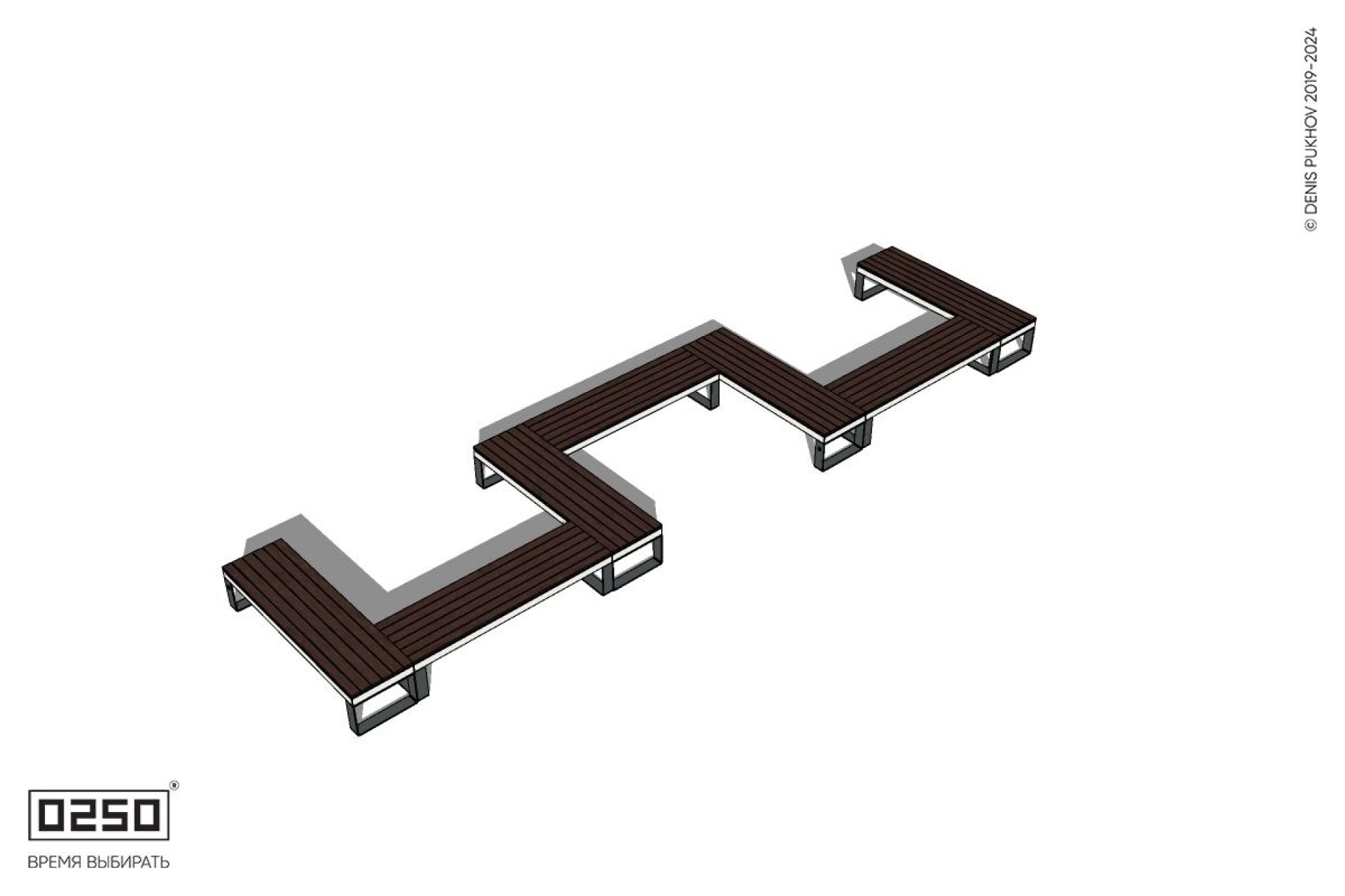 Уличная W-образная прямоугольная скамейка на ножках производство 0250 Уличная W-образная прямоугольная скамейка на ножках производство 0250