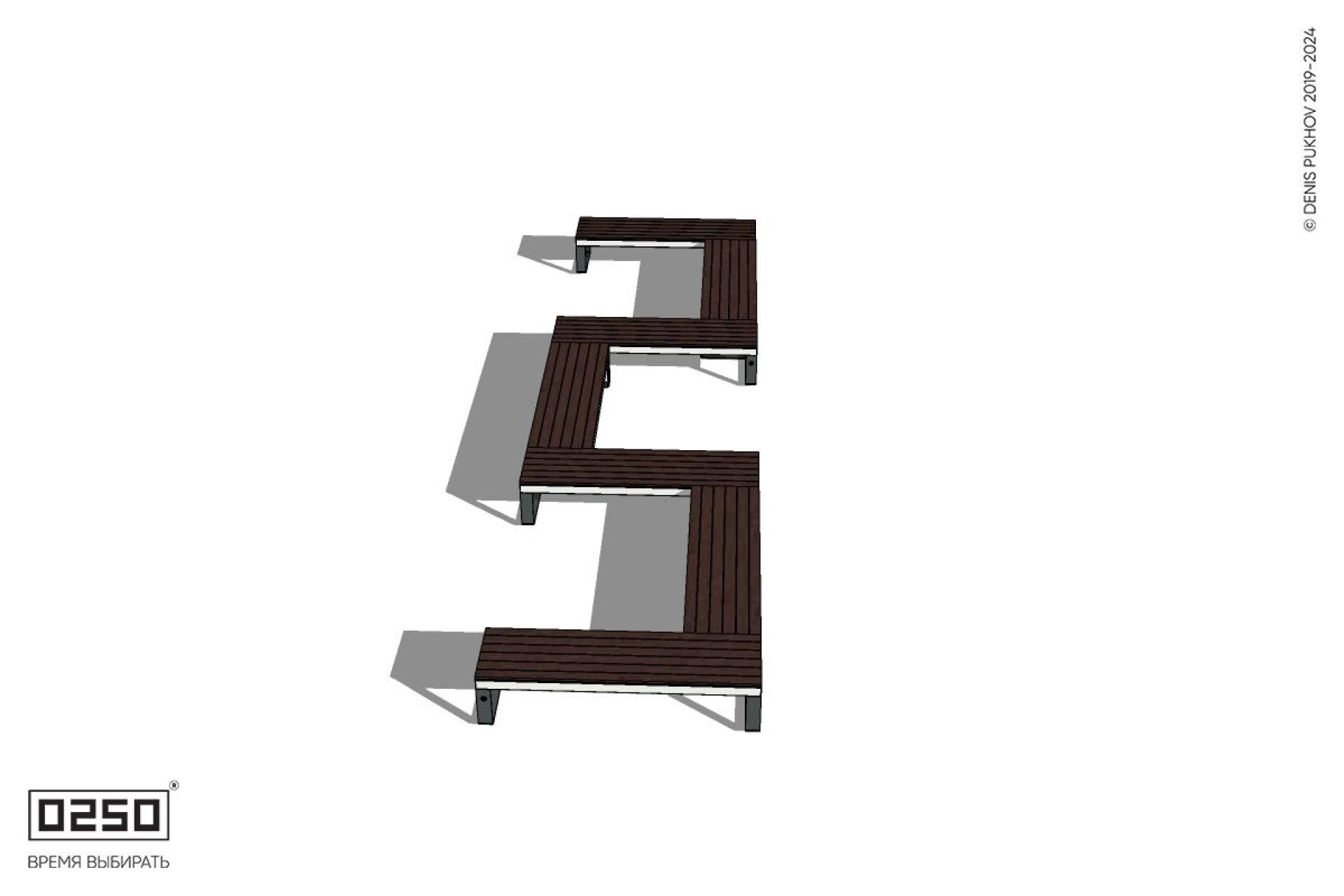 Уличная W-образная прямоугольная скамейка на ножках производство 0250 Уличная W-образная прямоугольная скамейка на ножках производство 0250