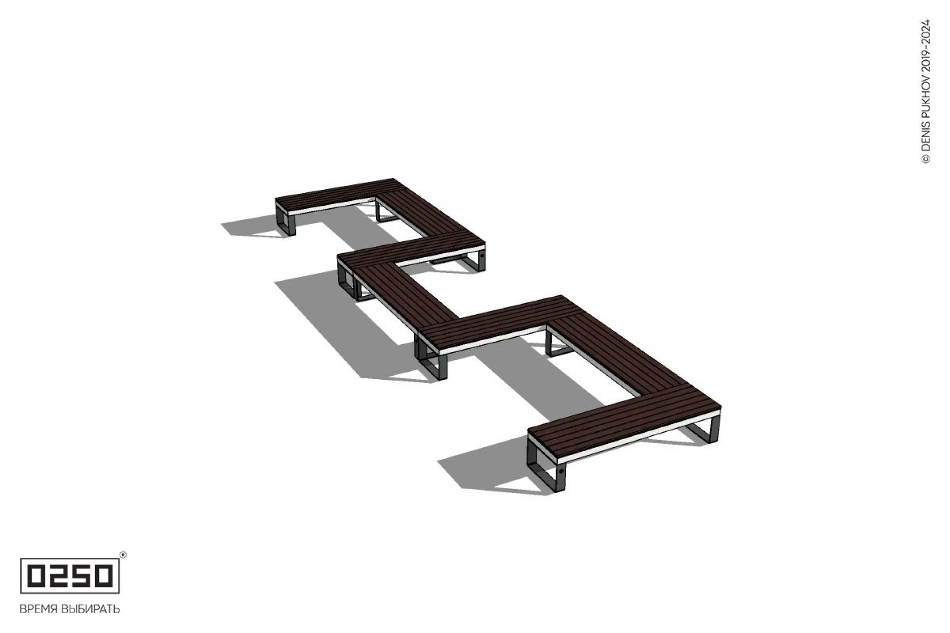 Уличная W-образная прямоугольная скамейка на ножках производство 0250 Уличная W-образная прямоугольная скамейка на ножках производство 0250