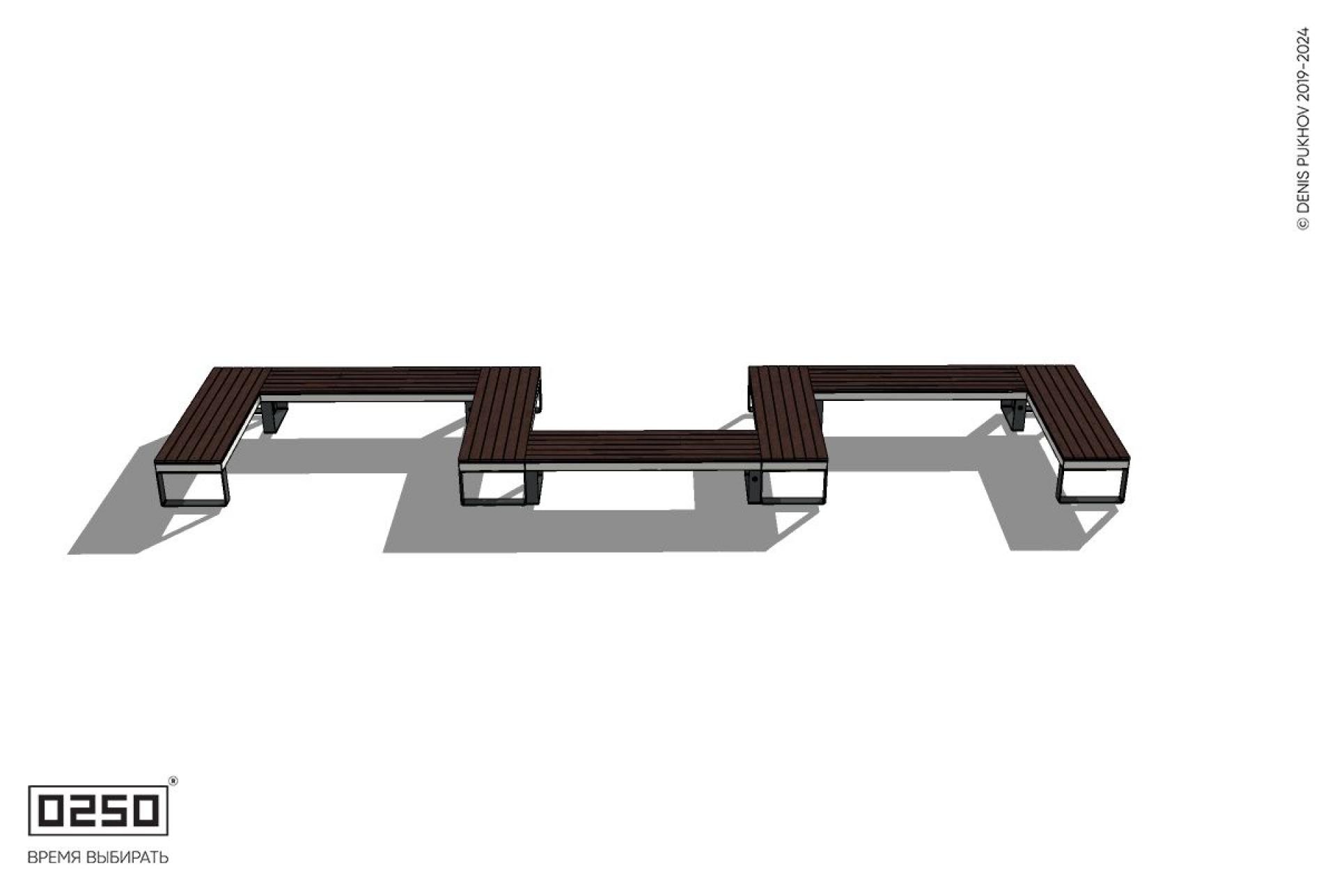 Уличная W-образная прямоугольная скамейка на ножках производство 0250 Уличная W-образная прямоугольная скамейка на ножках производство 0250