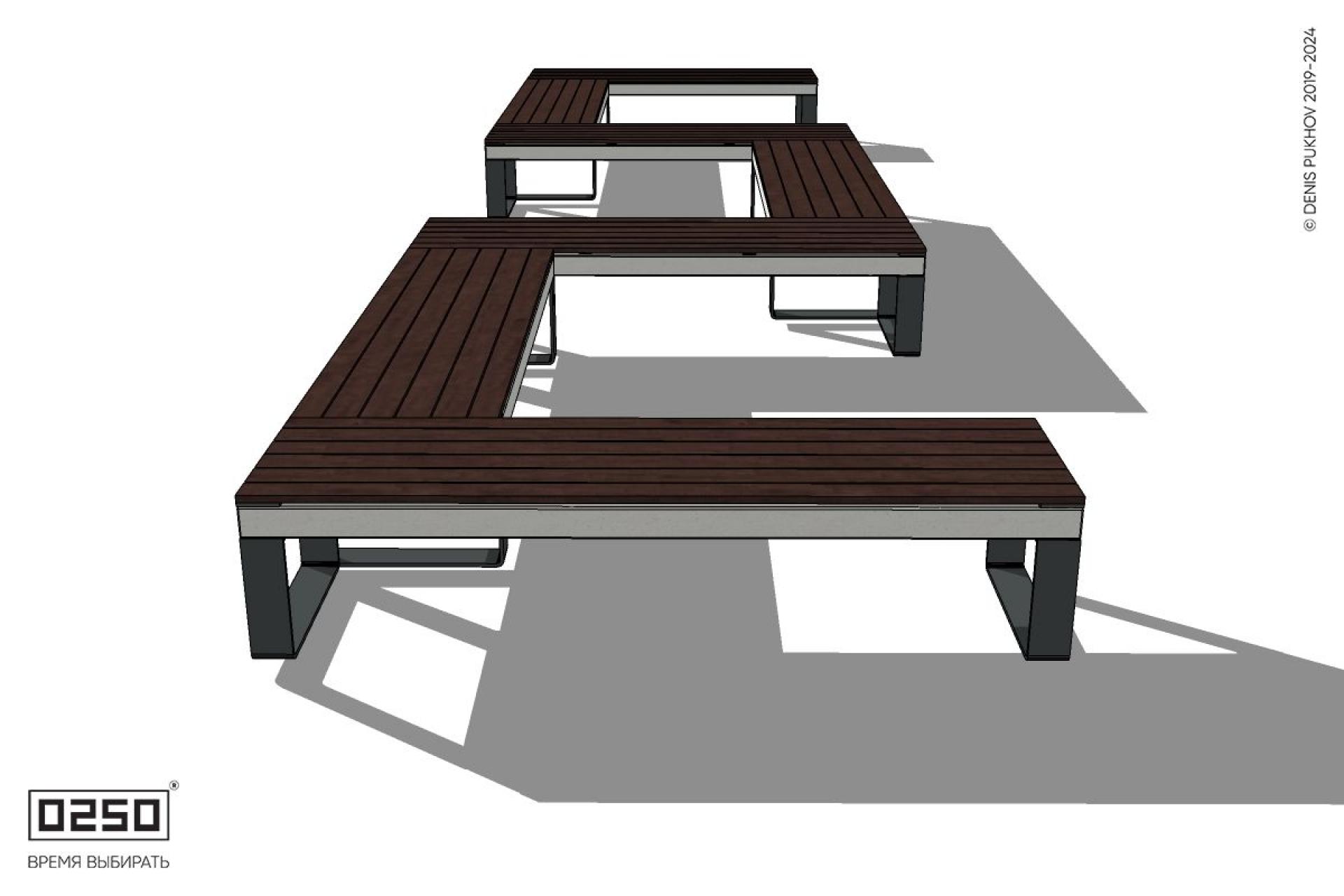 Уличная W-образная прямоугольная скамейка на ножках производство 0250 Уличная W-образная прямоугольная скамейка на ножках производство 0250