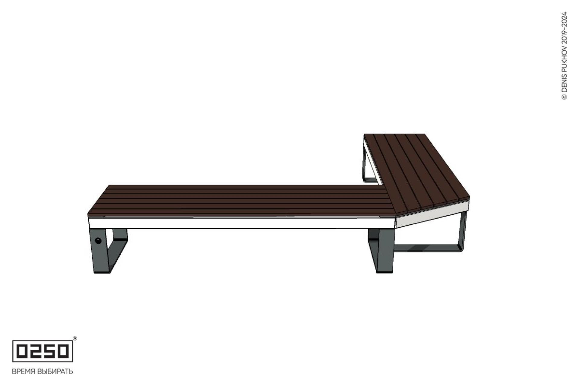 Уличная Прямоугольная усечённая скамейка на ножках производство 0250 Уличная Прямоугольная усечённая скамейка на ножках производство 0250