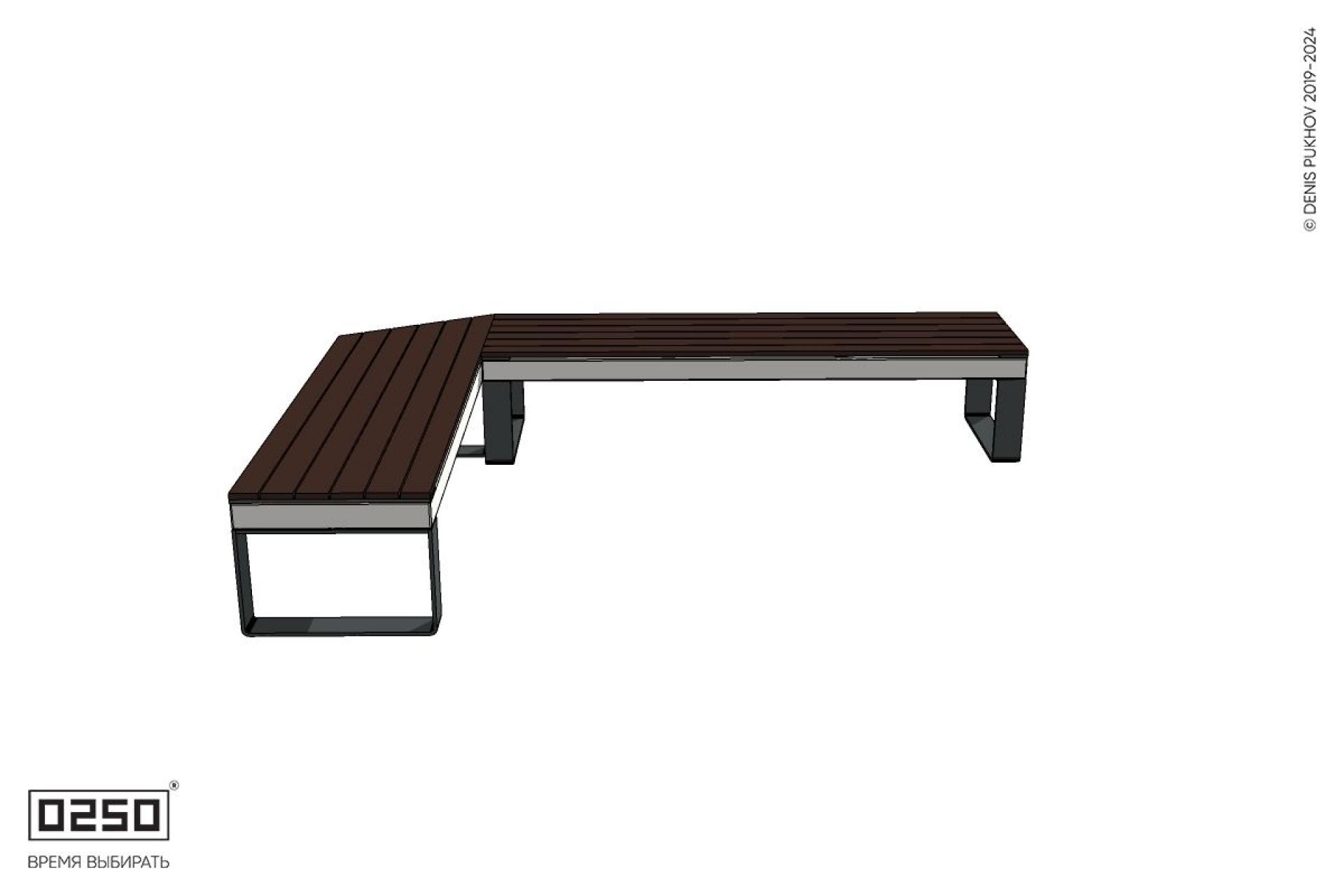 Уличная Прямоугольная усечённая скамейка на ножках производство 0250 Уличная Прямоугольная усечённая скамейка на ножках производство 0250