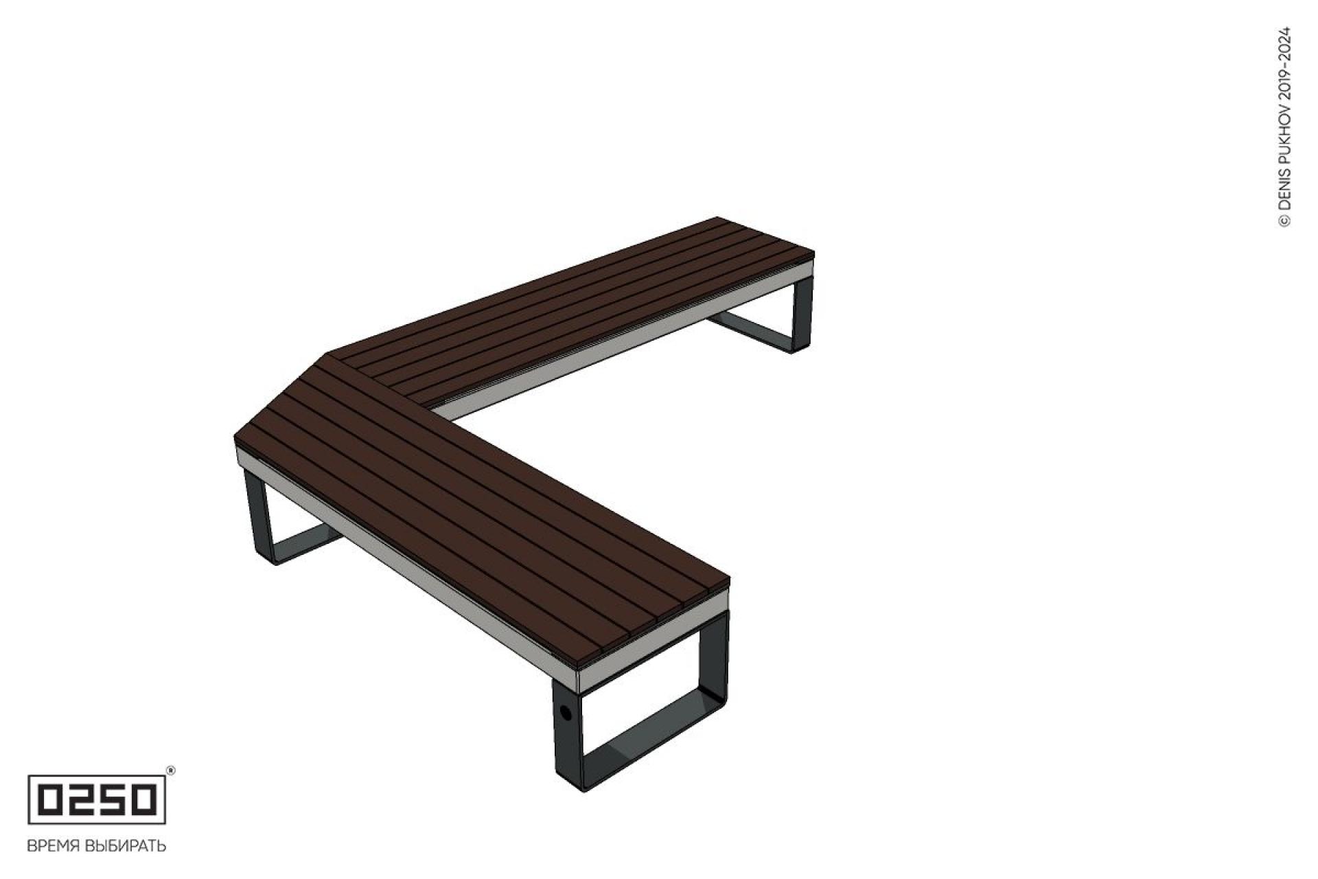 Уличная Прямоугольная усечённая скамейка на ножках производство 0250 Уличная Прямоугольная усечённая скамейка на ножках производство 0250
