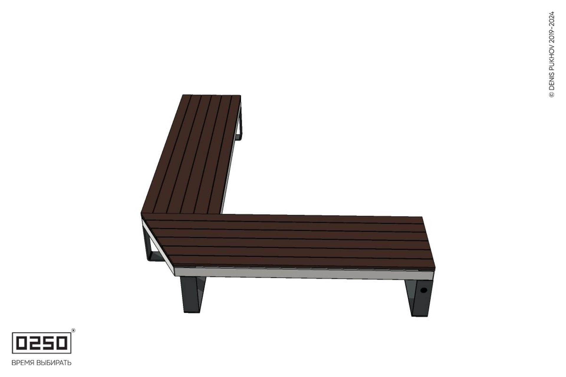 Уличная Прямоугольная усечённая скамейка на ножках производство 0250 Уличная Прямоугольная усечённая скамейка на ножках производство 0250