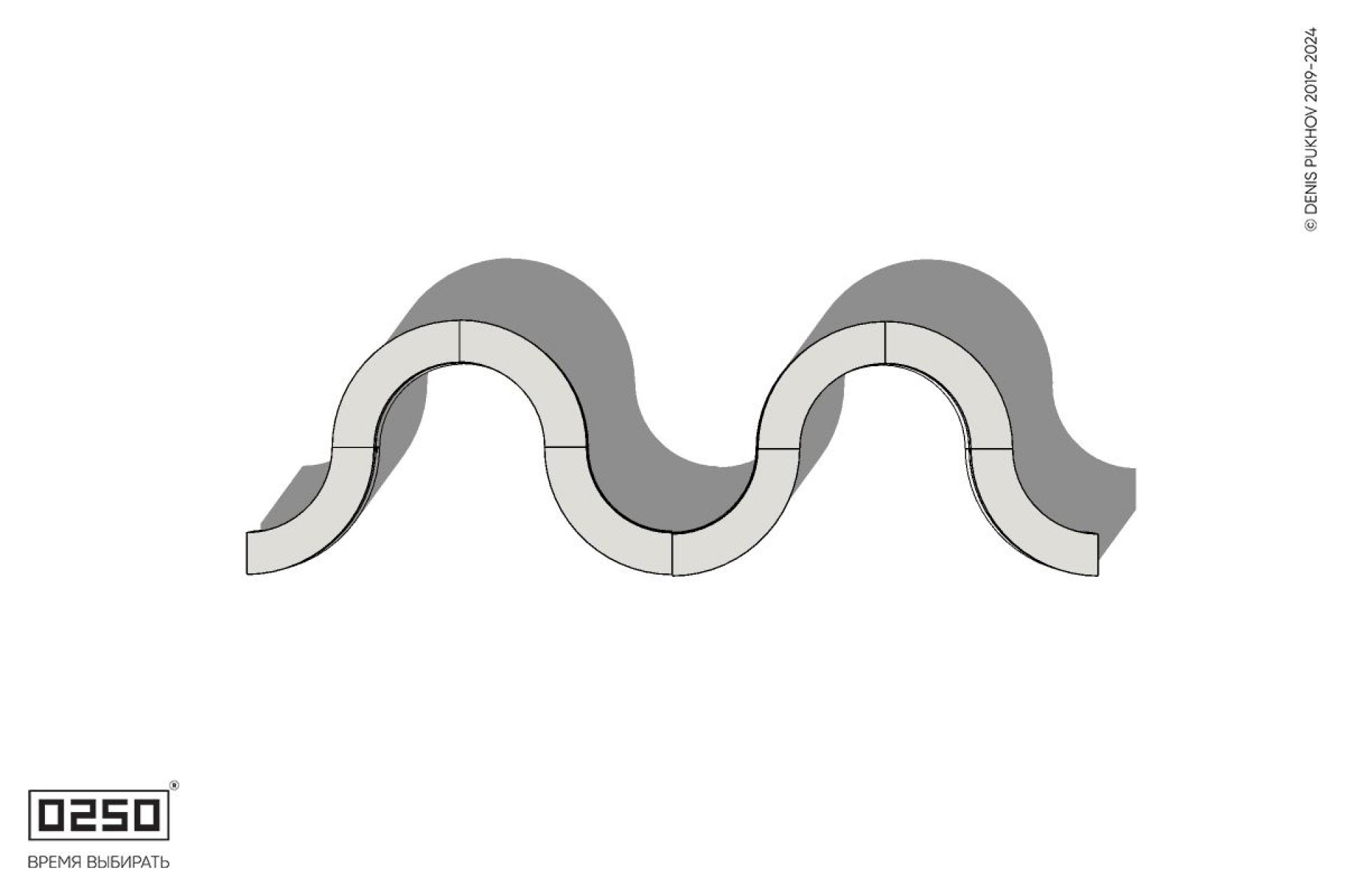 Уличная Бетонная M-образная волнообразная скамейка на блоке производство 0250, module
