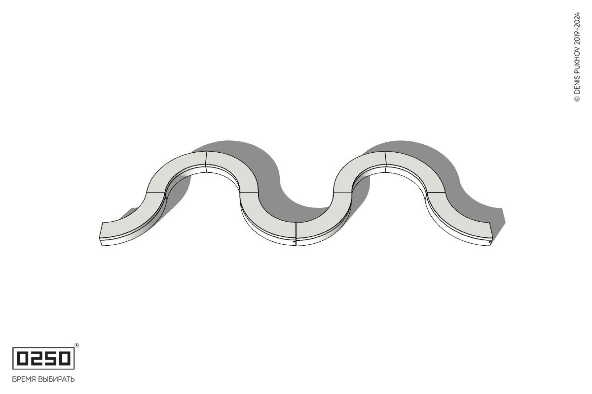 Уличная Бетонная M-образная волнообразная скамейка на блоке производство 0250