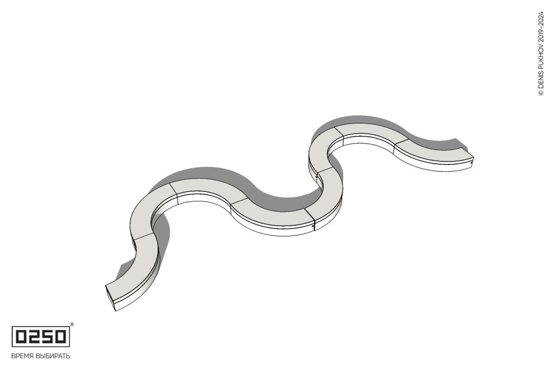 Уличная Бетонная M-образная волнообразная скамейка на блоке производство 0250