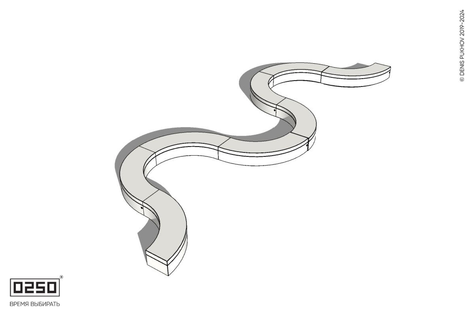 Уличная Бетонная M-образная волнообразная скамейка на блоке производство 0250