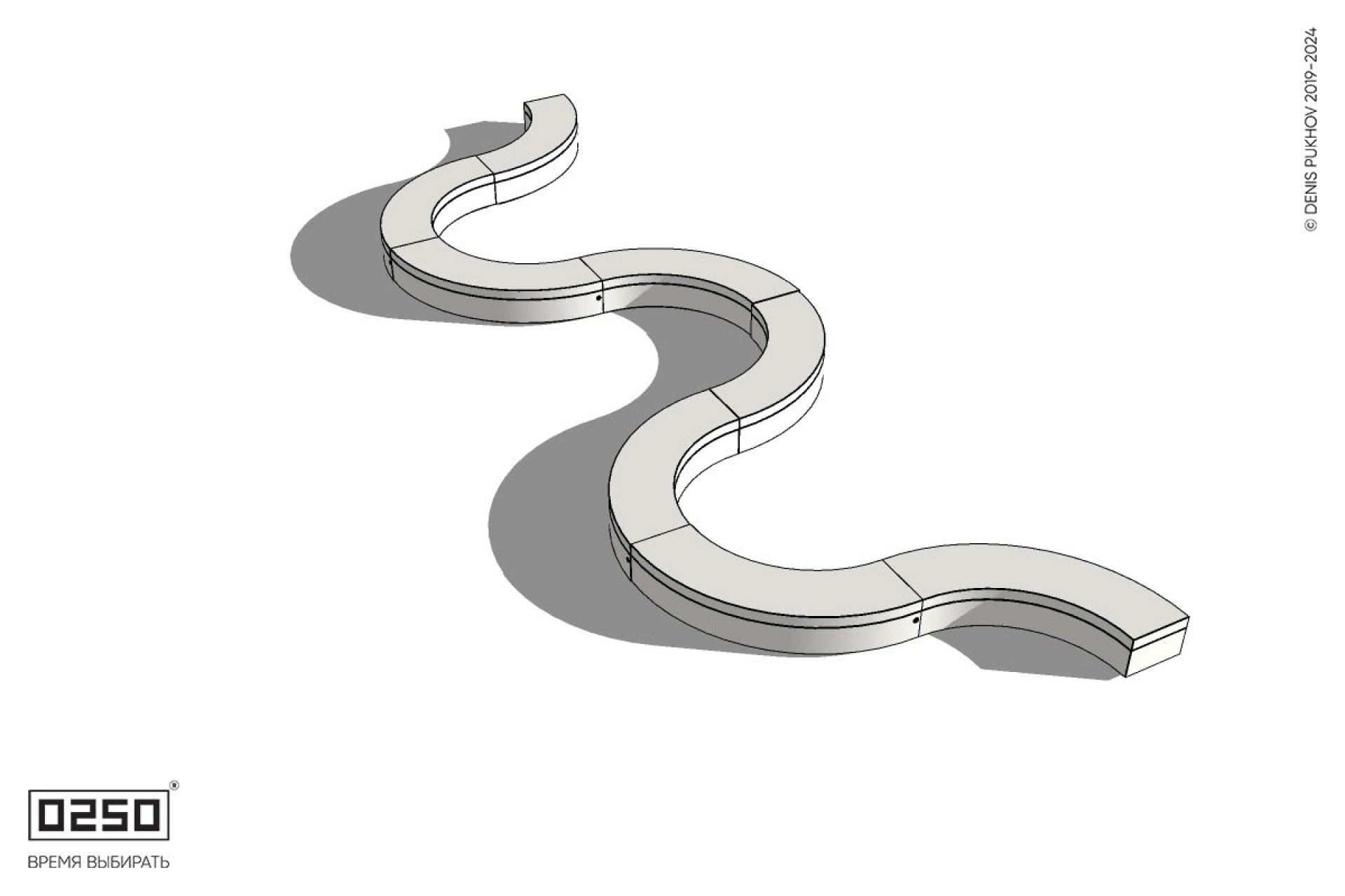 Уличная Бетонная M-образная волнообразная скамейка на блоке производство 0250