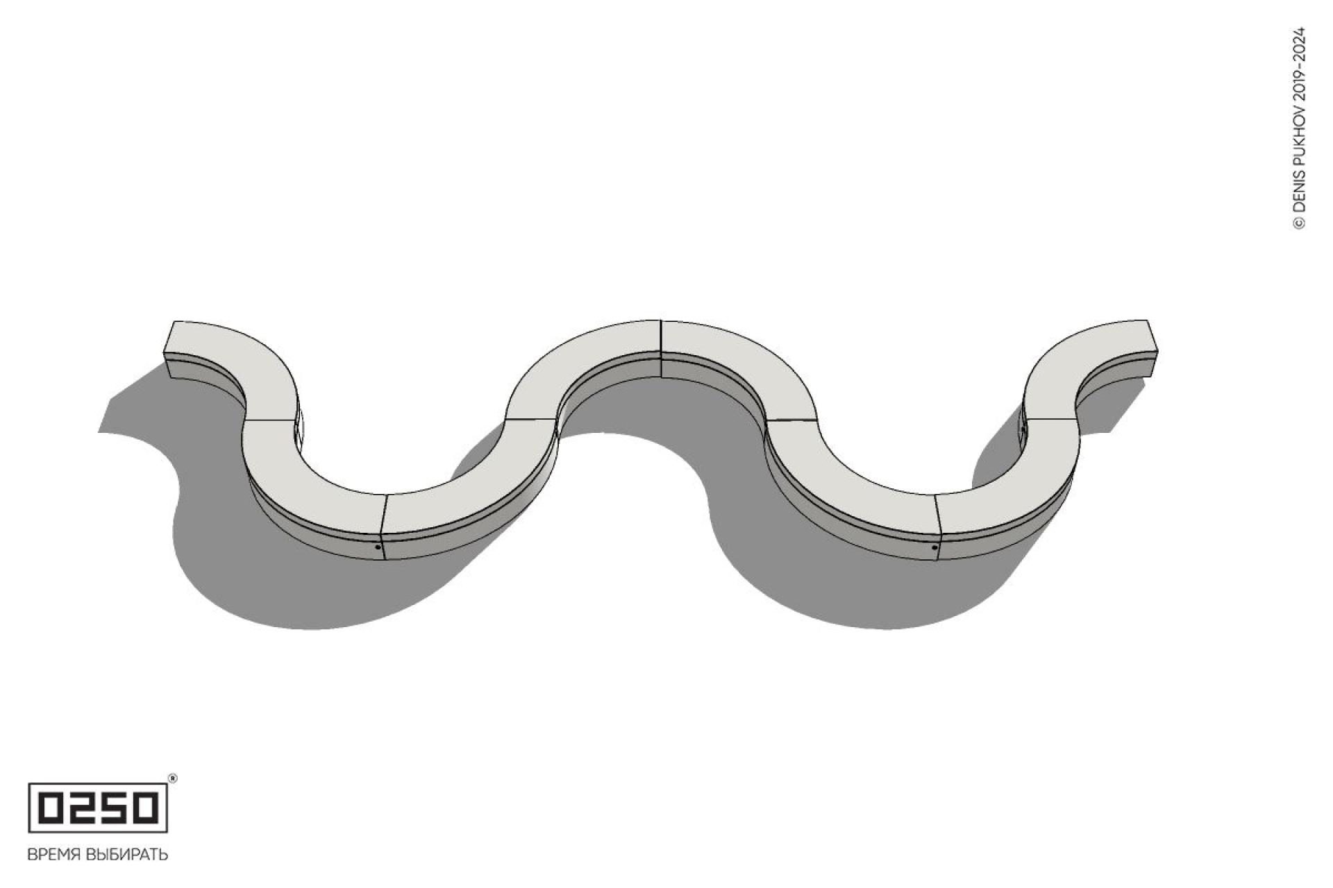 Уличная Бетонная M-образная волнообразная скамейка на блоке производство 0250