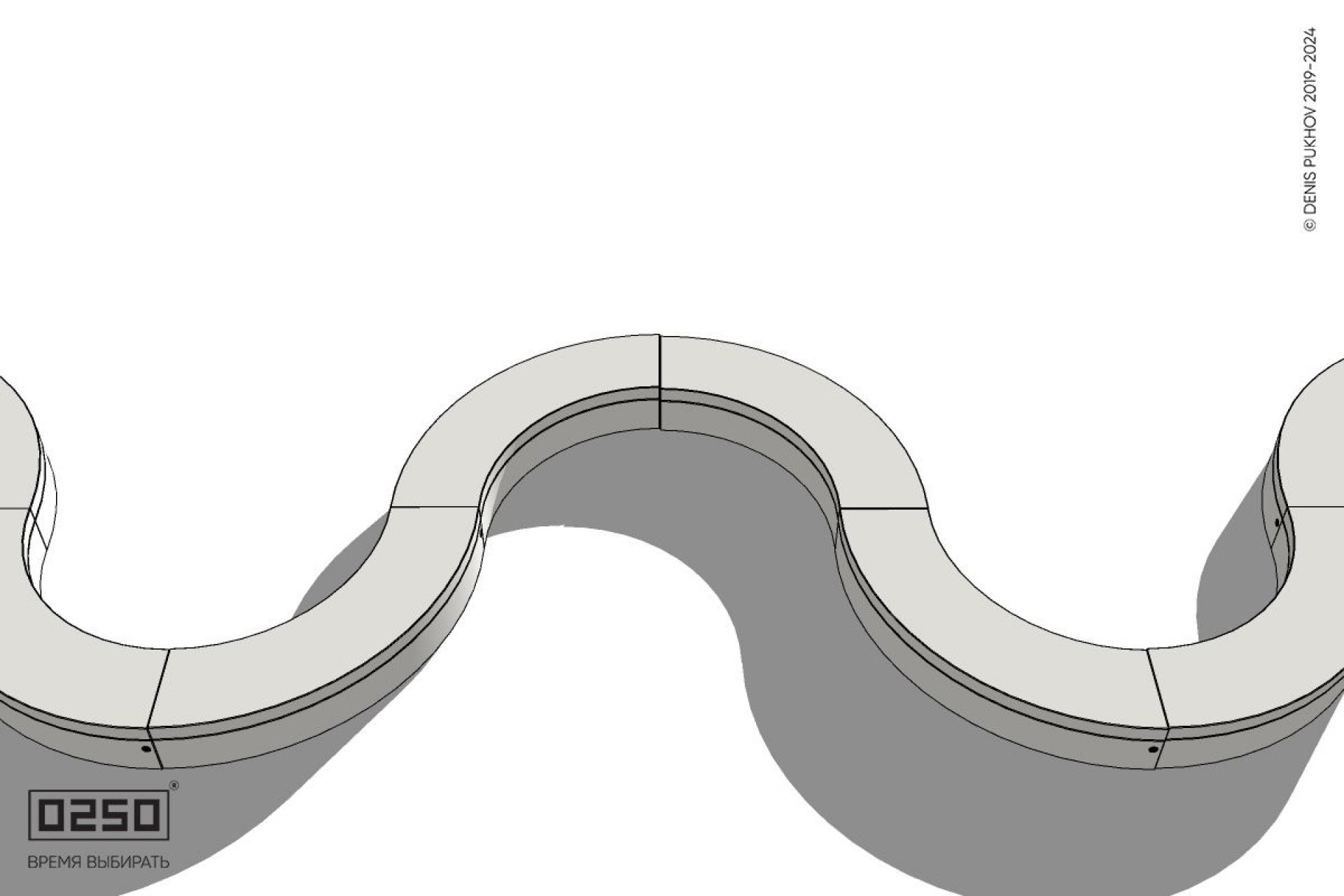 Уличная Бетонная M-образная волнообразная скамейка на блоке производство 0250