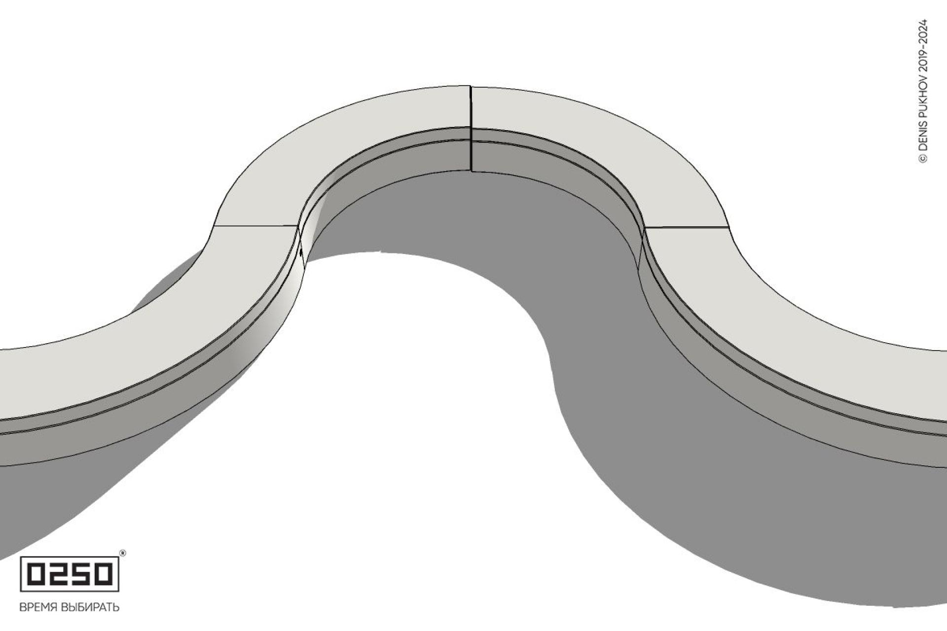 Уличная Бетонная M-образная волнообразная скамейка на блоке производство 0250