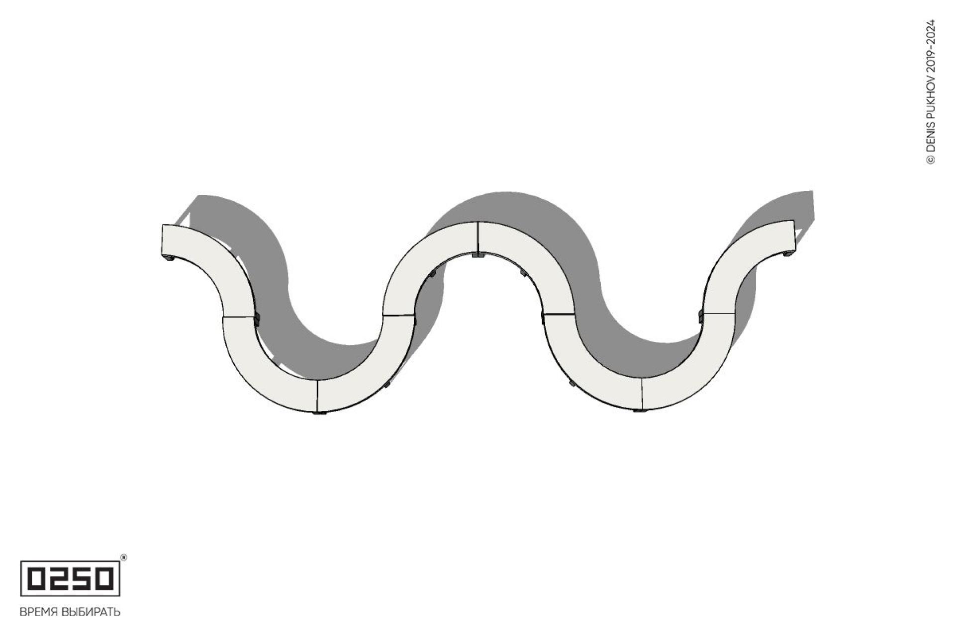 Уличная Бетонная M-образная волнообразная скамейка на ножках производство 0250, module