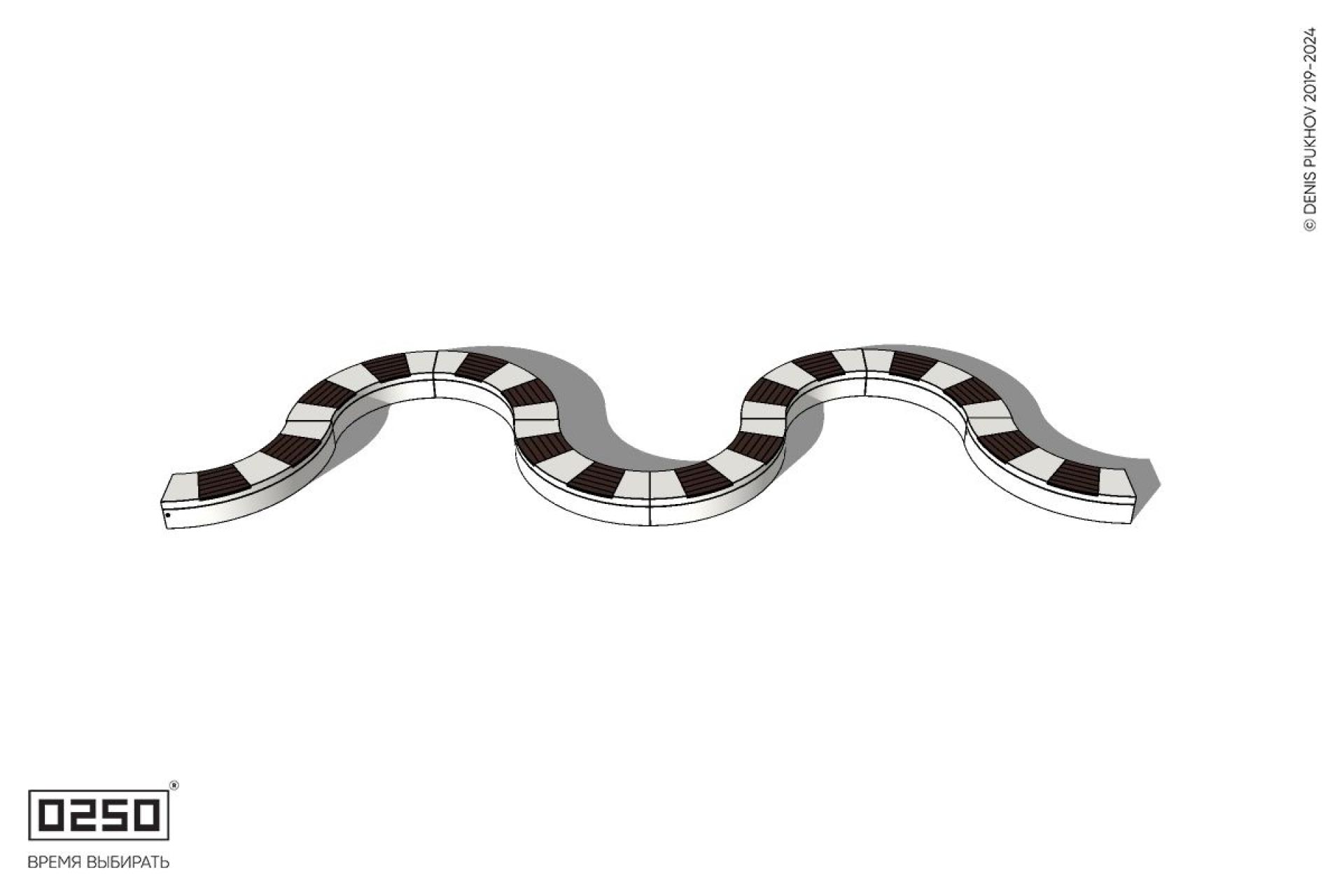 Уличная M-образная волнообразная скамейка на блоке производство 0250