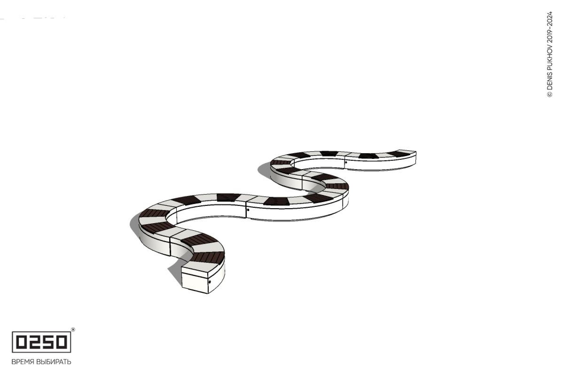 Уличная M-образная волнообразная скамейка на блоке производство 0250