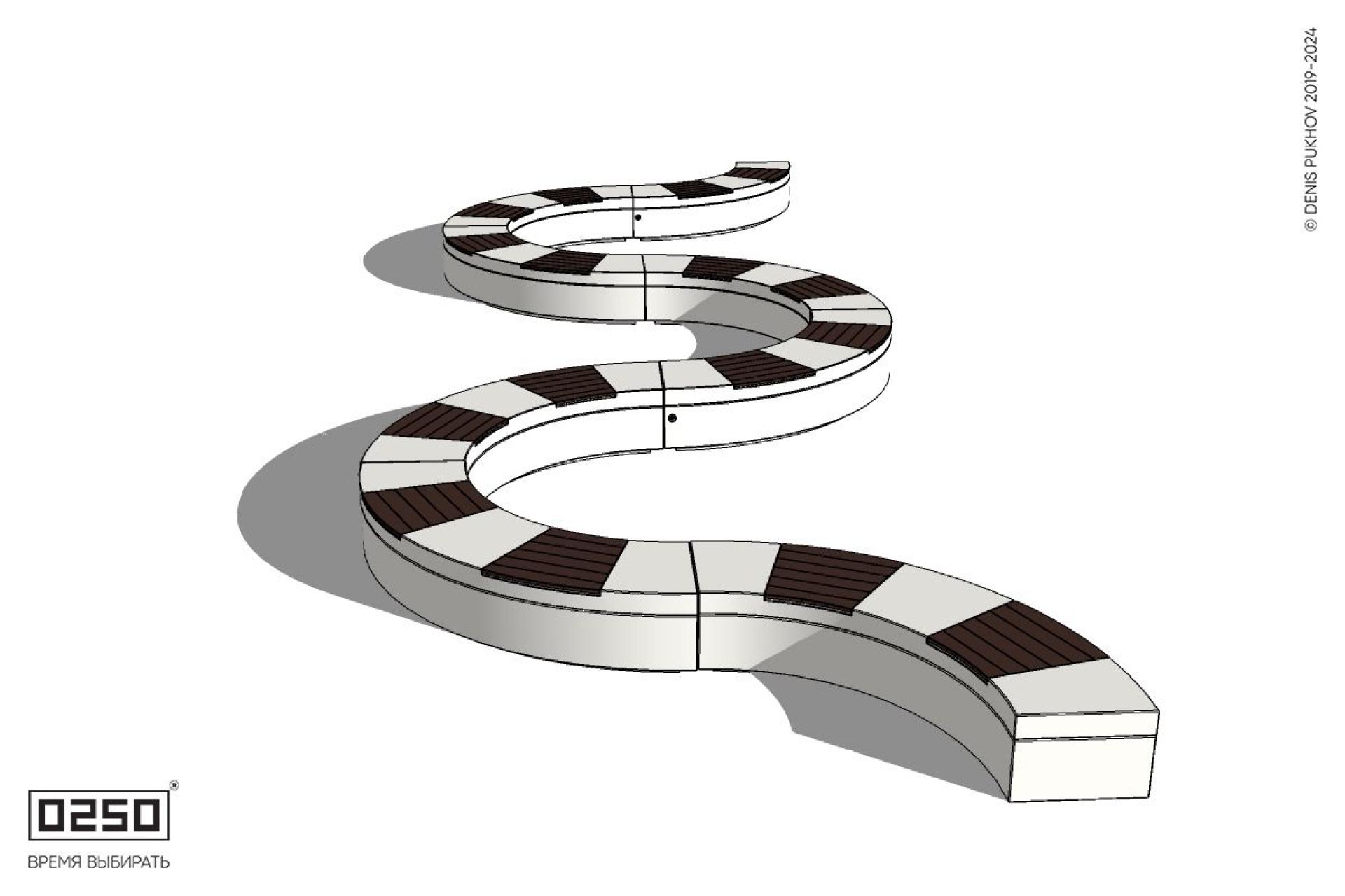 Уличная M-образная волнообразная скамейка на блоке производство 0250