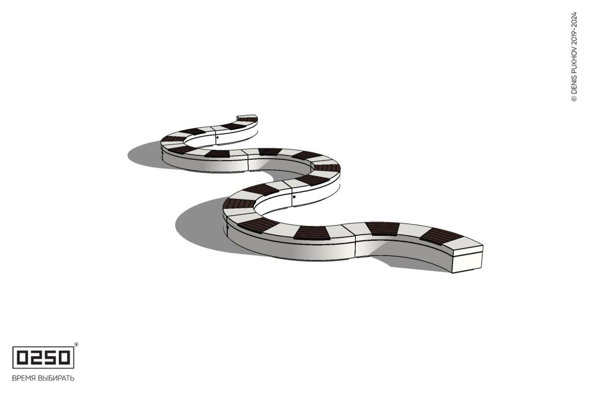 Уличная M-образная волнообразная скамейка на блоке производство 0250