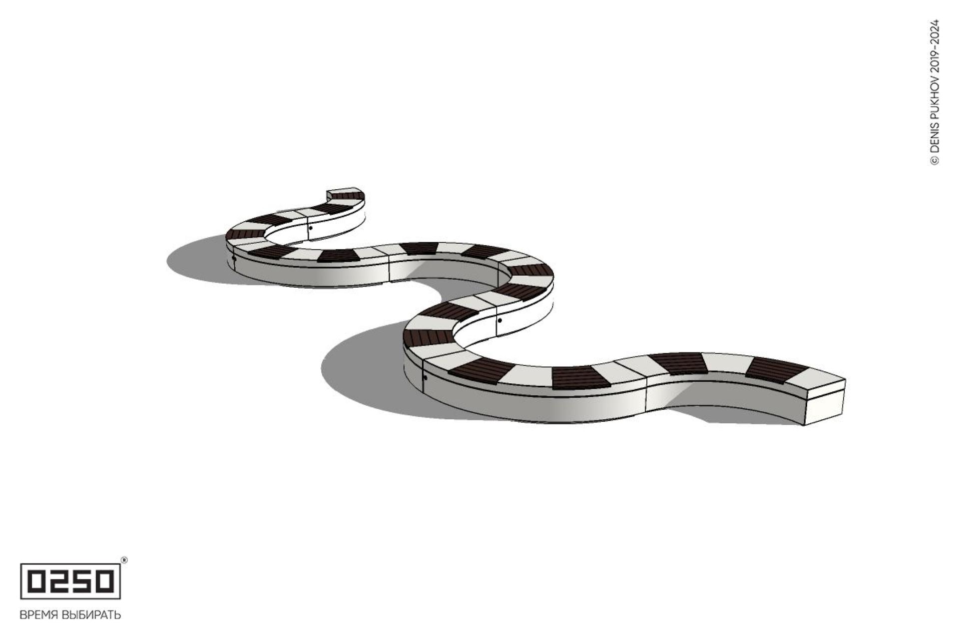 Уличная M-образная волнообразная скамейка на блоке производство 0250