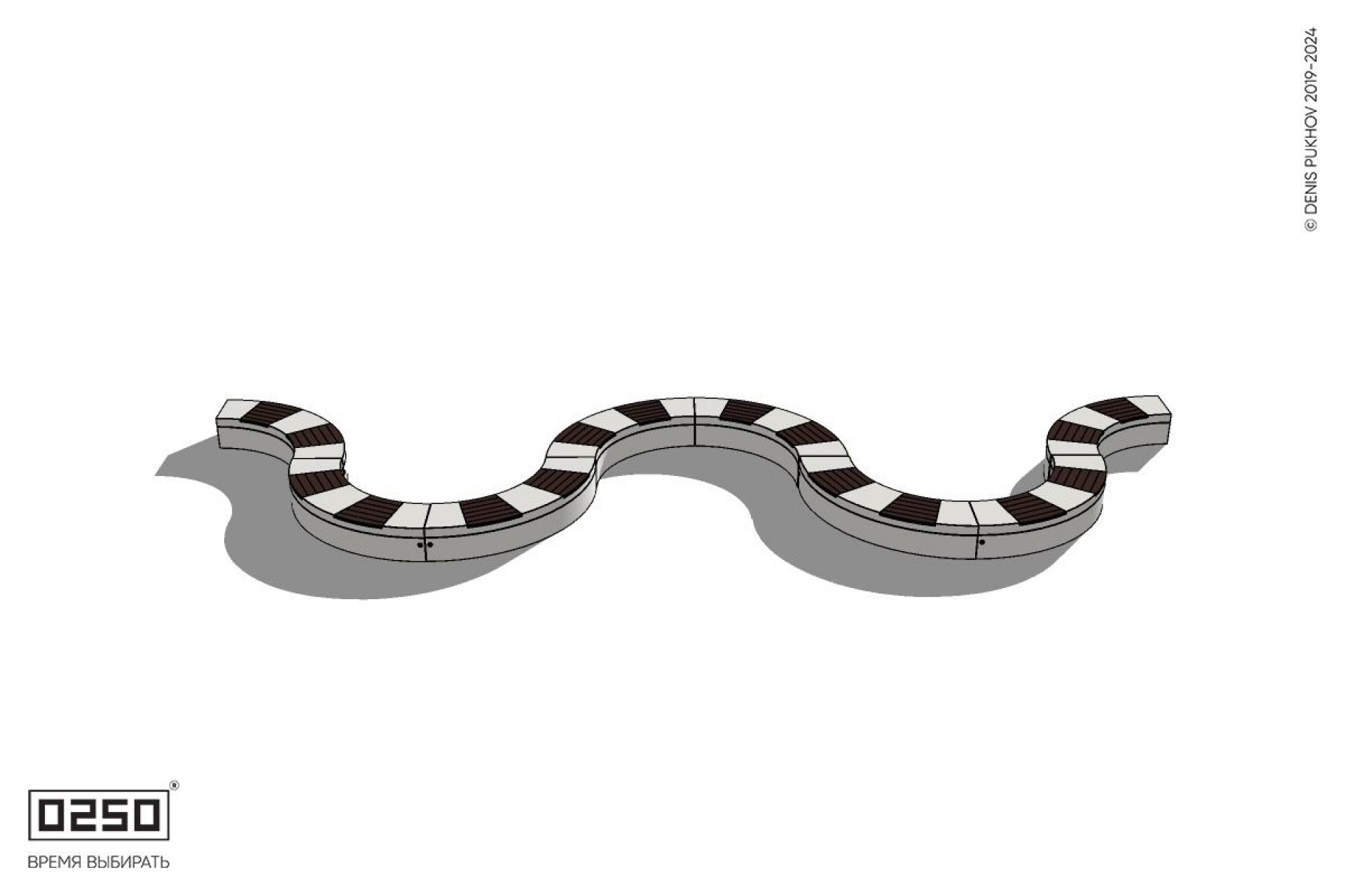 Уличная M-образная волнообразная скамейка на блоке производство 0250