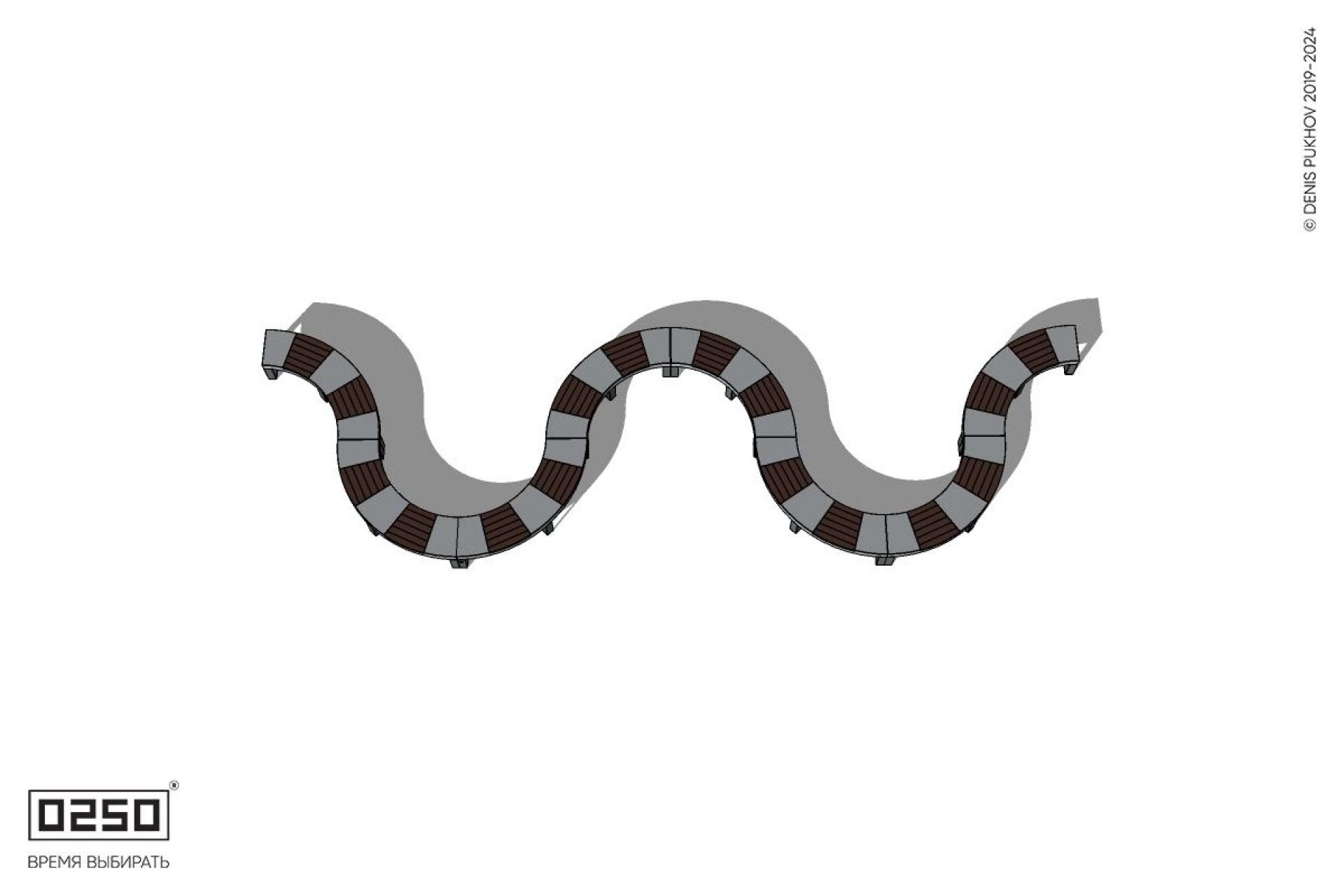 Уличная M-образная волнообразная скамейка на ножках производство 0250, module